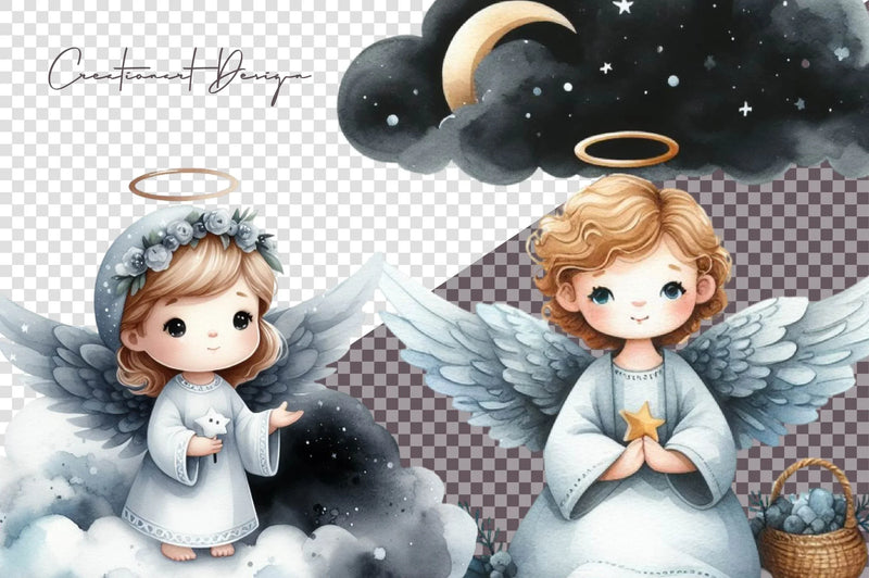 Cute Baby Angel Clipart Bundle - CraftNest - Digital Crafting and Art