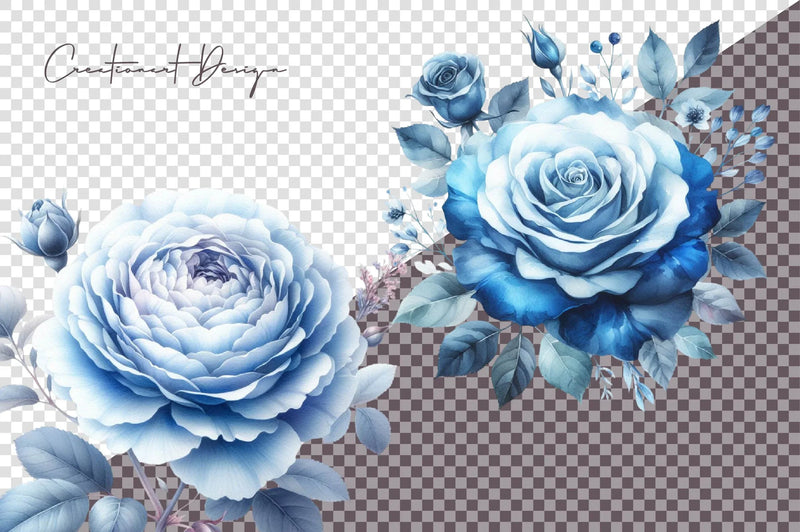 Blue Roses Clipart Bundle - CraftNest - Digital Crafting and Art
