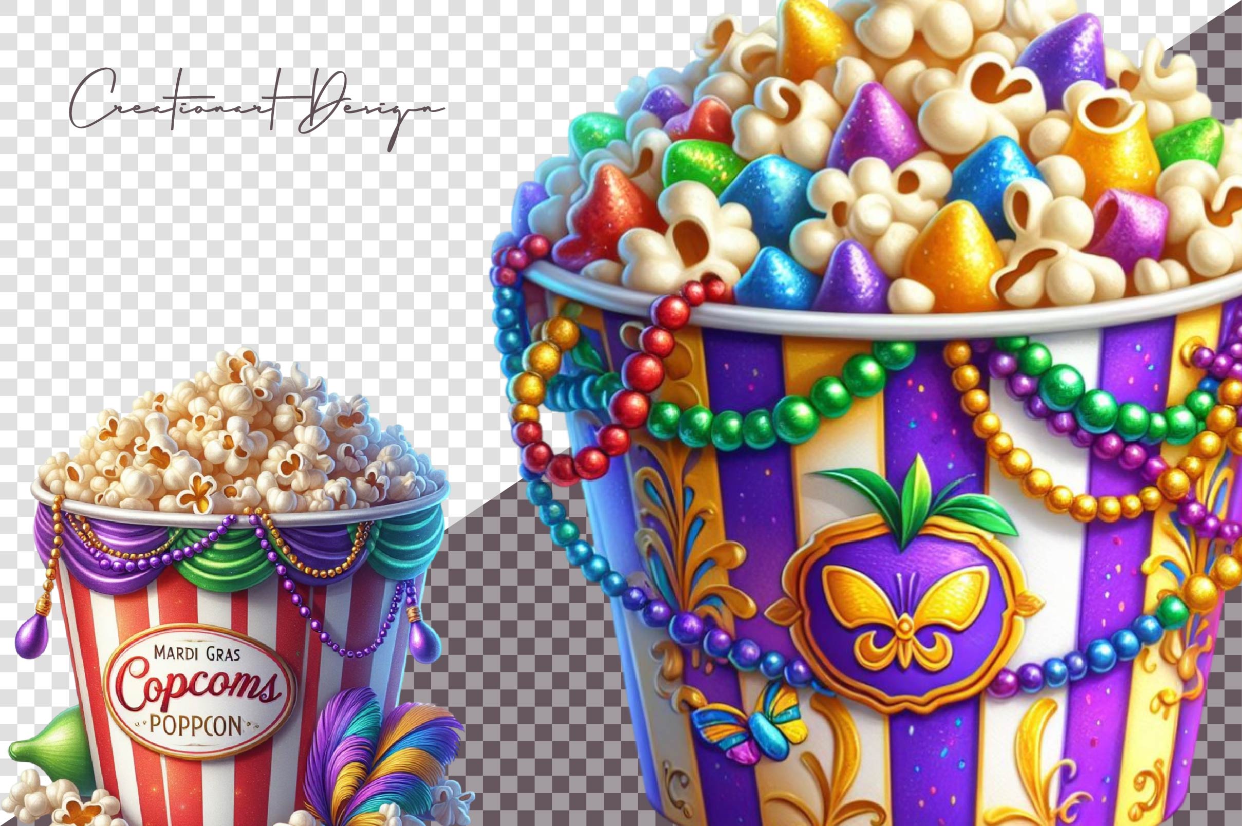 Mardi Gras Popcorn Clipart Bundle - CraftNest - Digital Crafting and Art