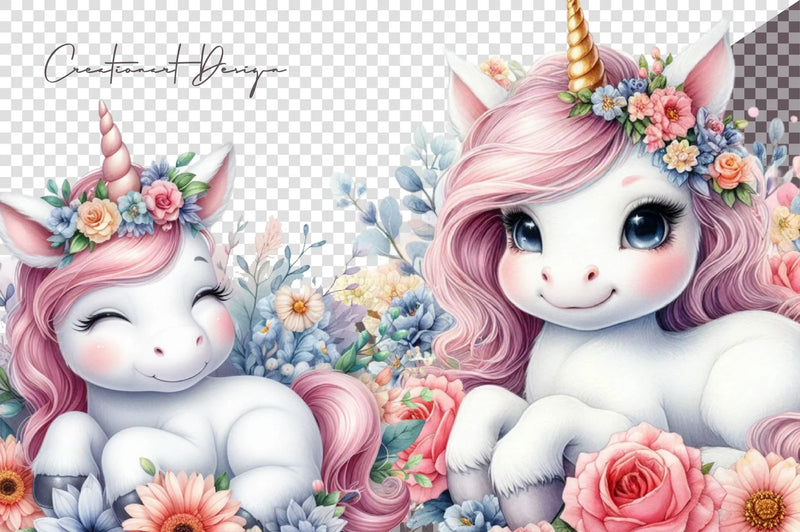 Cute Baby Unicorn Clipart Bundle - CraftNest - Digital Crafting and Art
