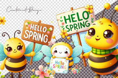 Hello Spring Bees Clipart Bundle - CraftNest - Digital Crafting and Art