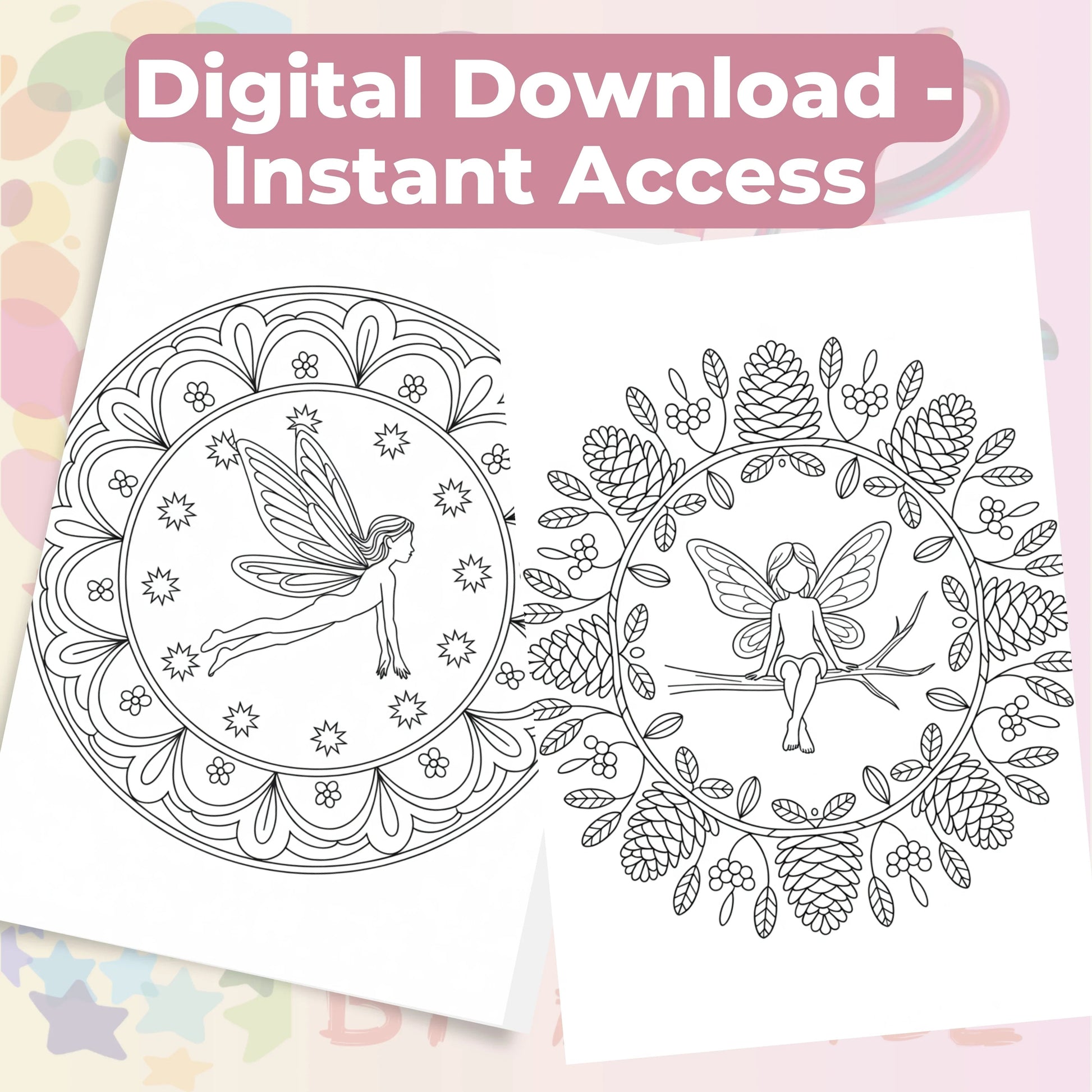 Fairy Mandala Coloring Book Bundle - CraftNest - Digital Crafting and Art