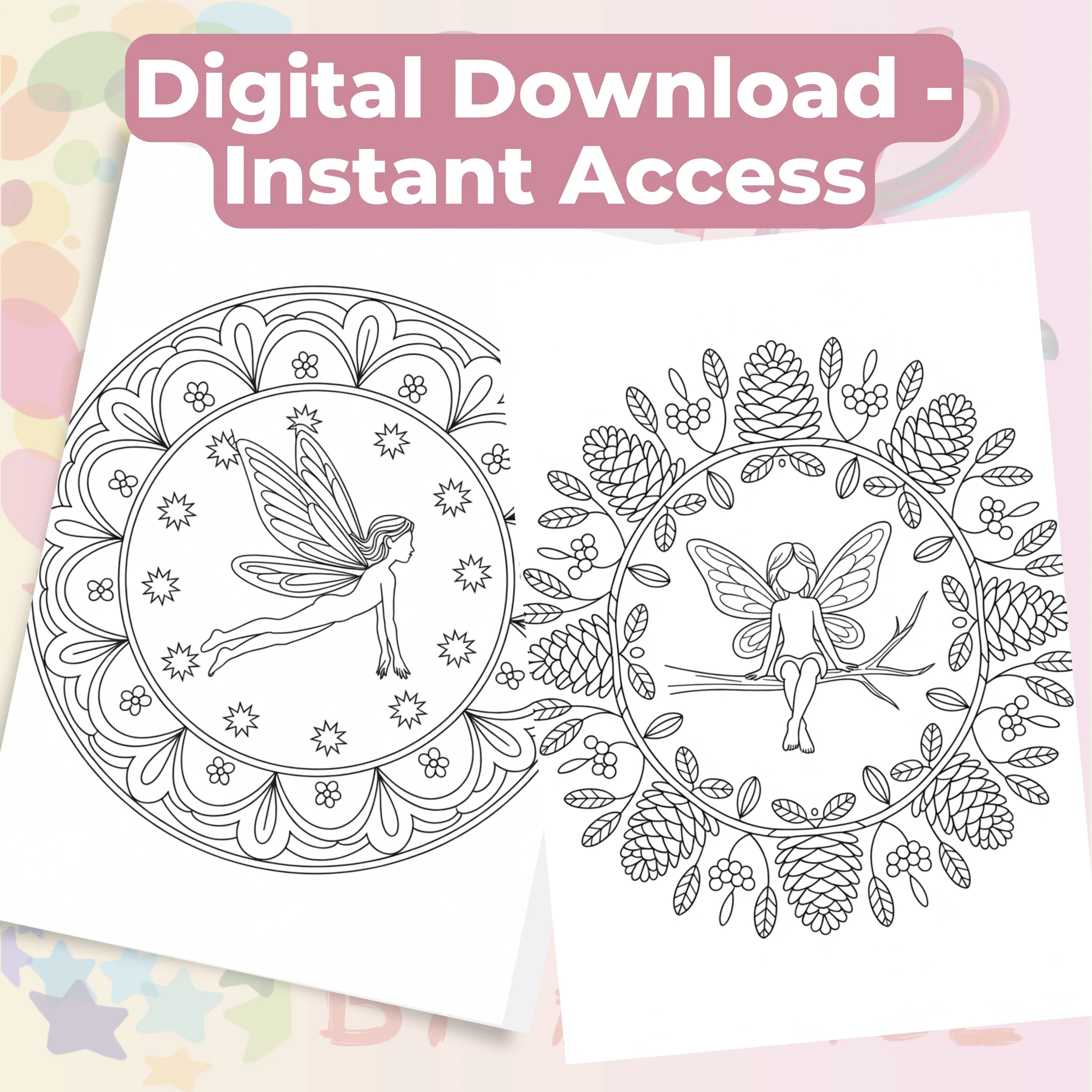 Fairy Mandala Coloring Book Bundle - CraftNest - Digital Crafting and Art