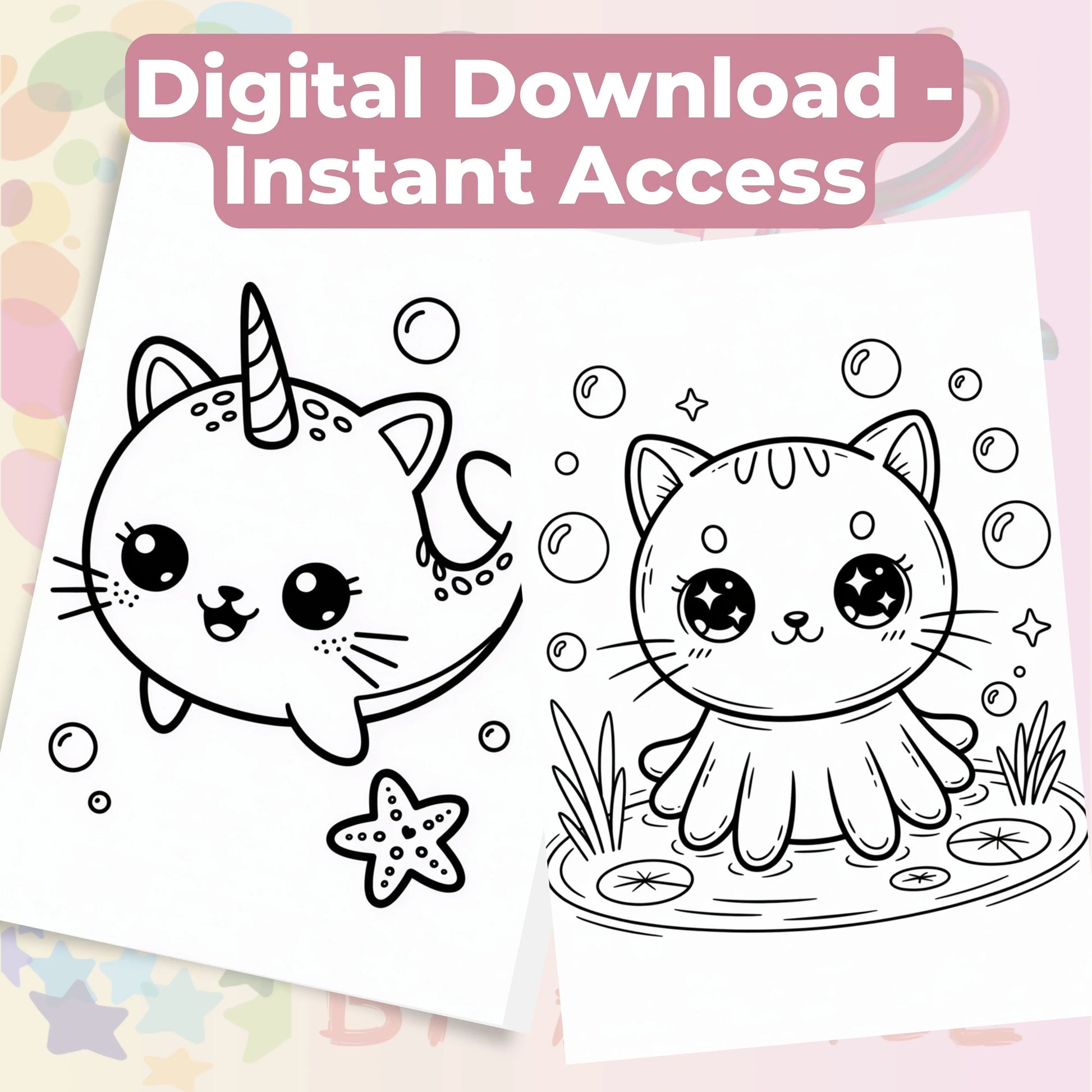 Chibi Fantasy Creatures Coloring Book Bundle - CraftNest - Digital Crafting and Art