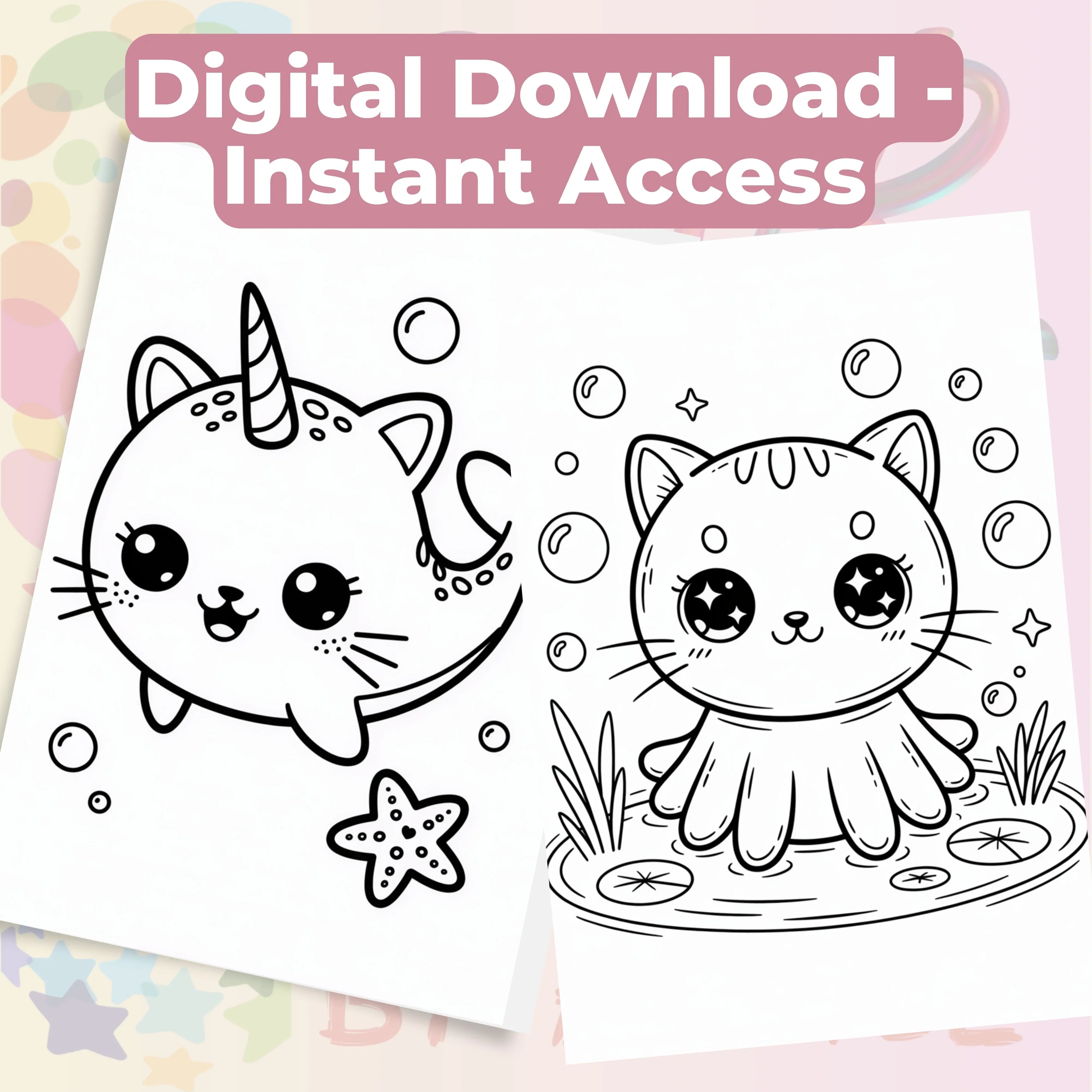 Chibi Fantasy Creatures Coloring Book Bundle - CraftNest - Digital Crafting and Art