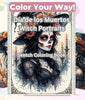 Día de los Muertos Witch Sketch Coloring Book Bundle