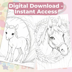 Horses Coloring Books Bundle - CraftNest - Digital Crafting and Art
