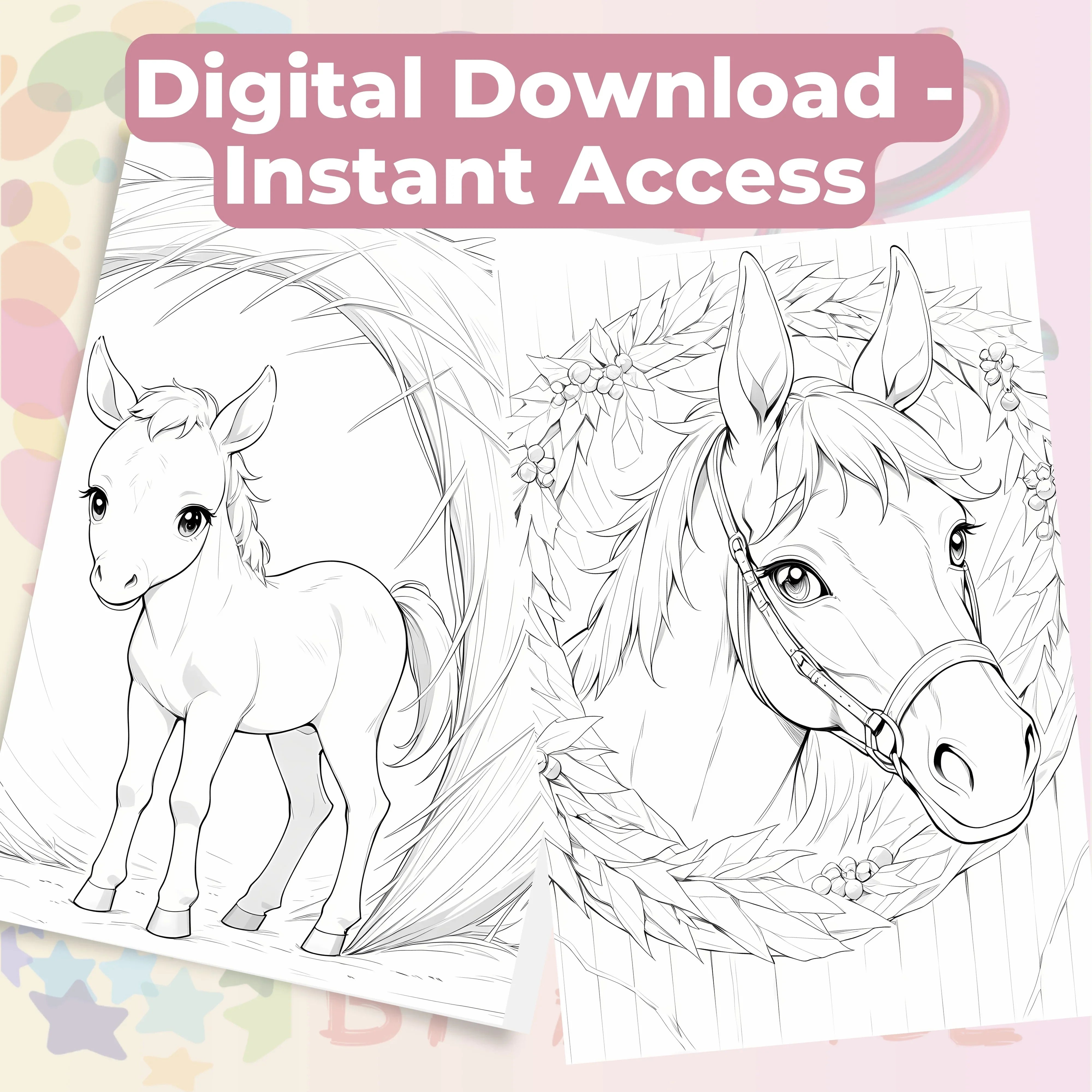 Horses Coloring Books Bundle - CraftNest - Digital Crafting and Art