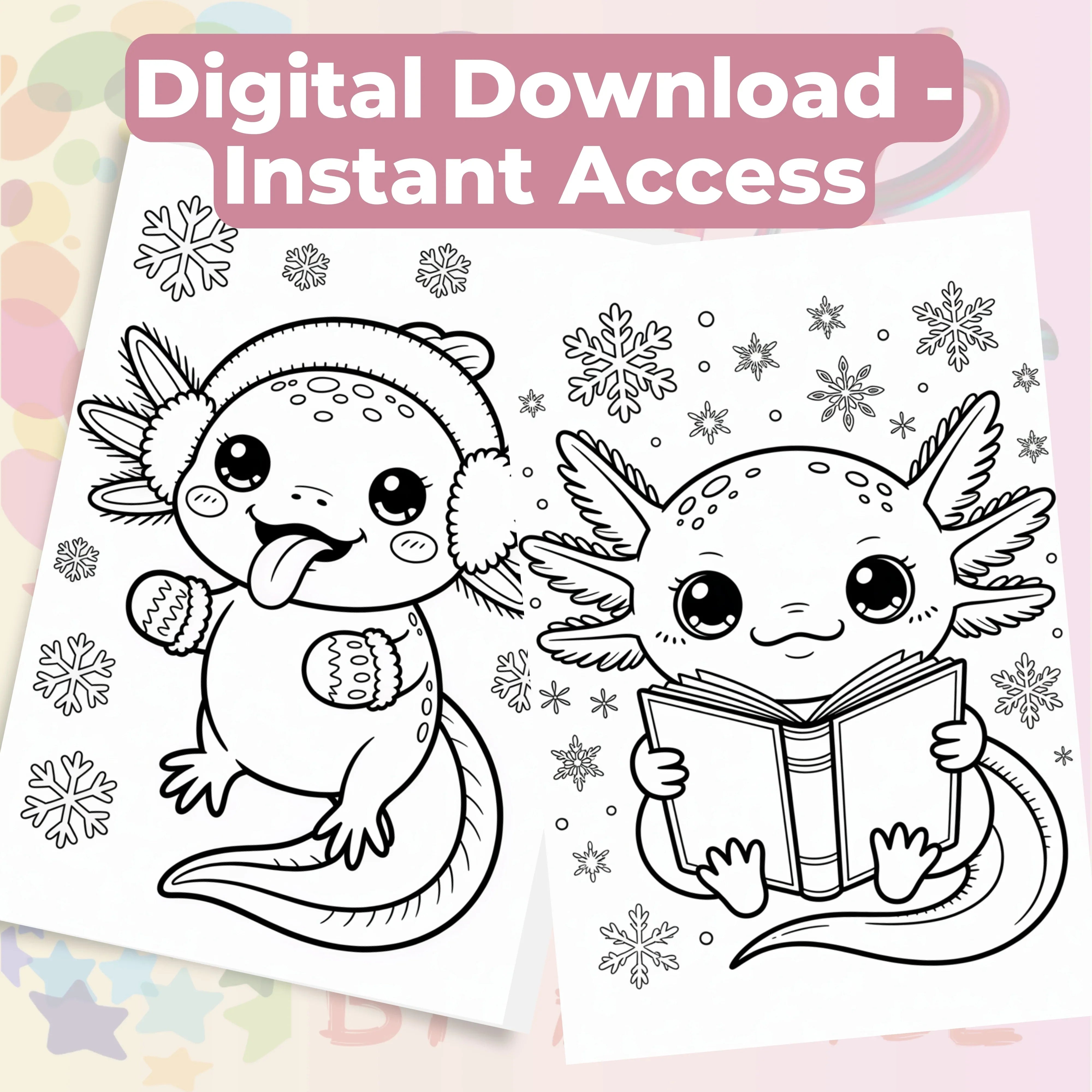 Axolotl Christmas Coloring Book Bundle - CraftNest - Digital Crafting and Art