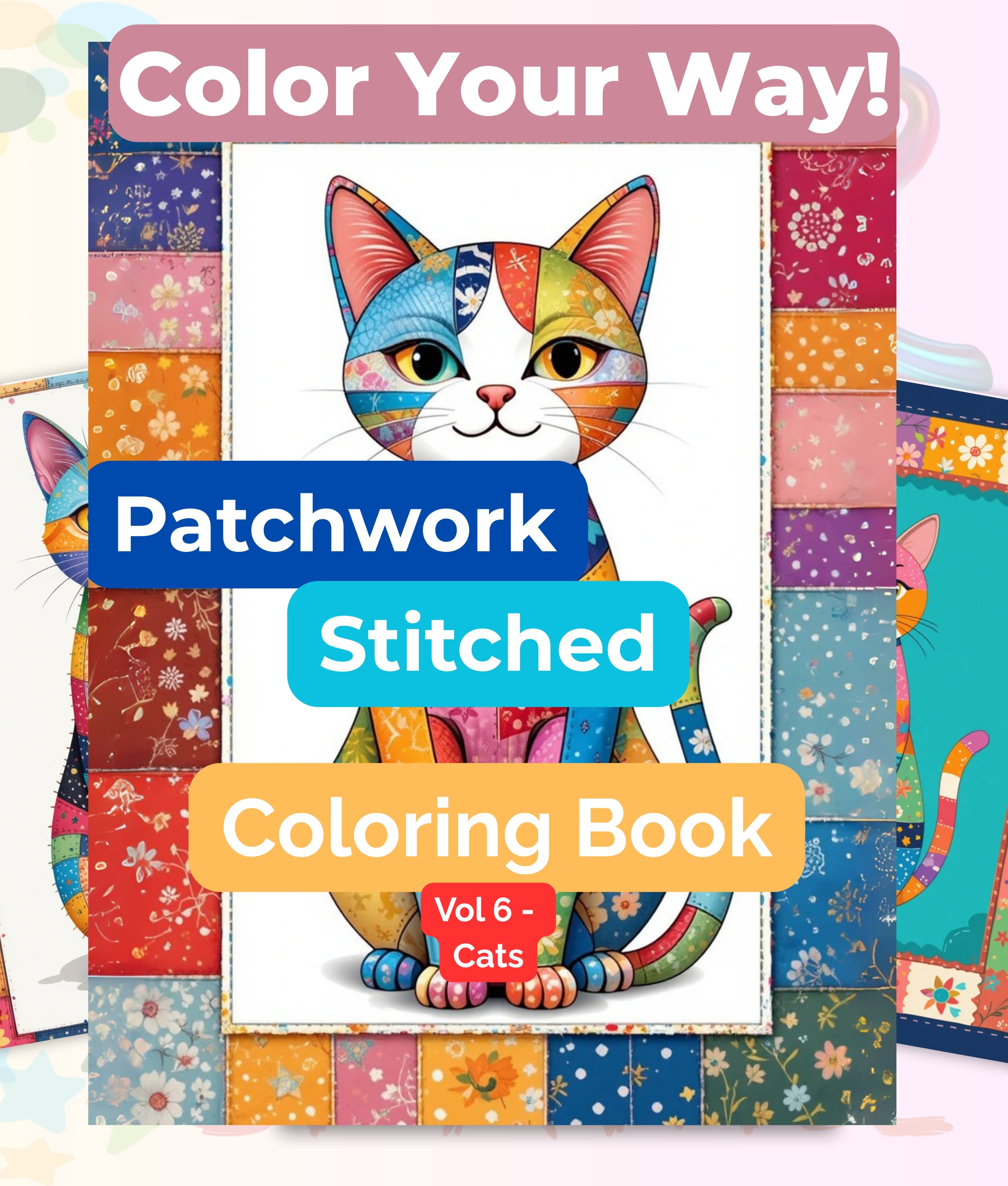 PatchworkStitched Cats Coloring Book Series Vol 6