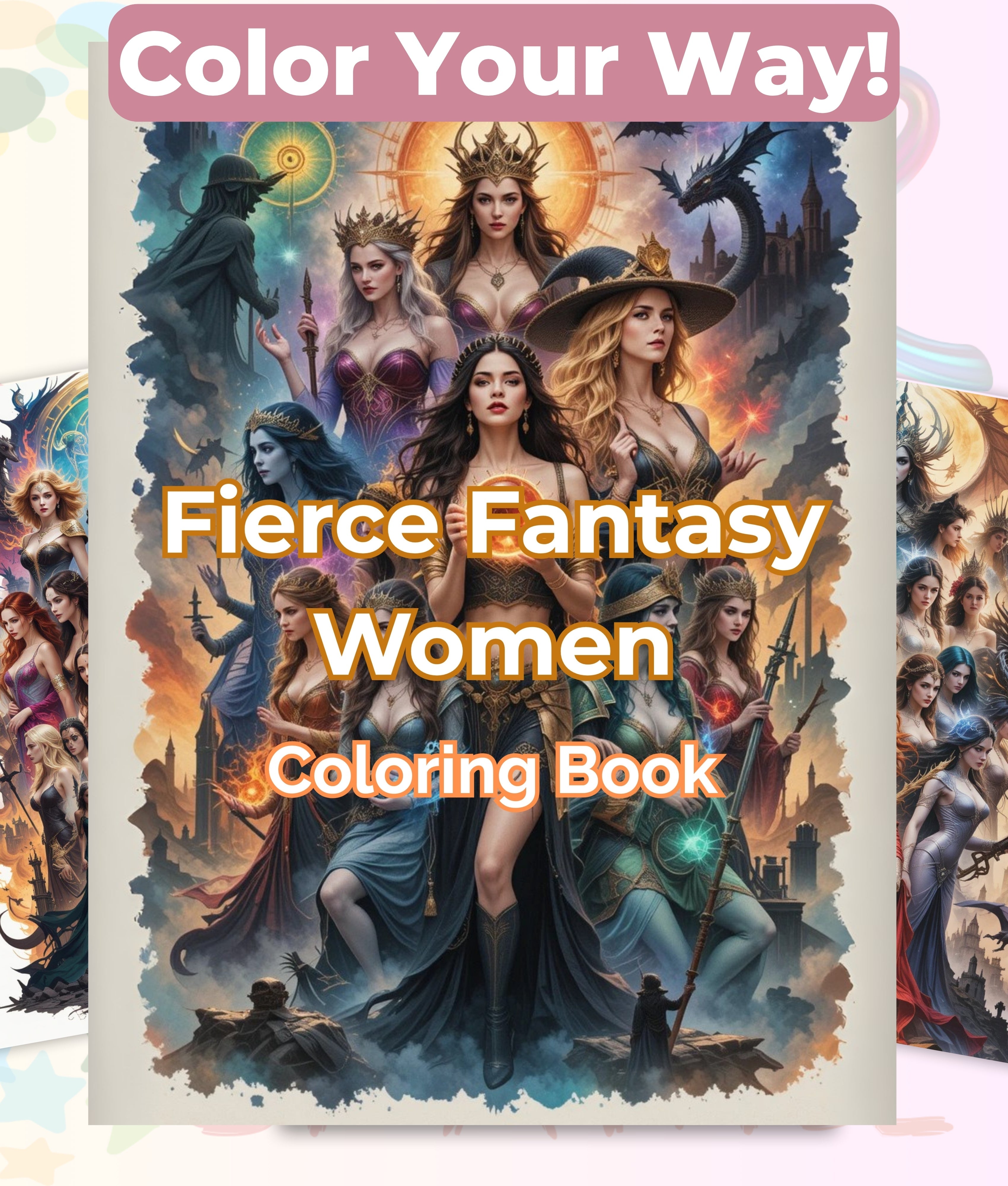 Fierce Fantasy Women Coloring Books Bundle