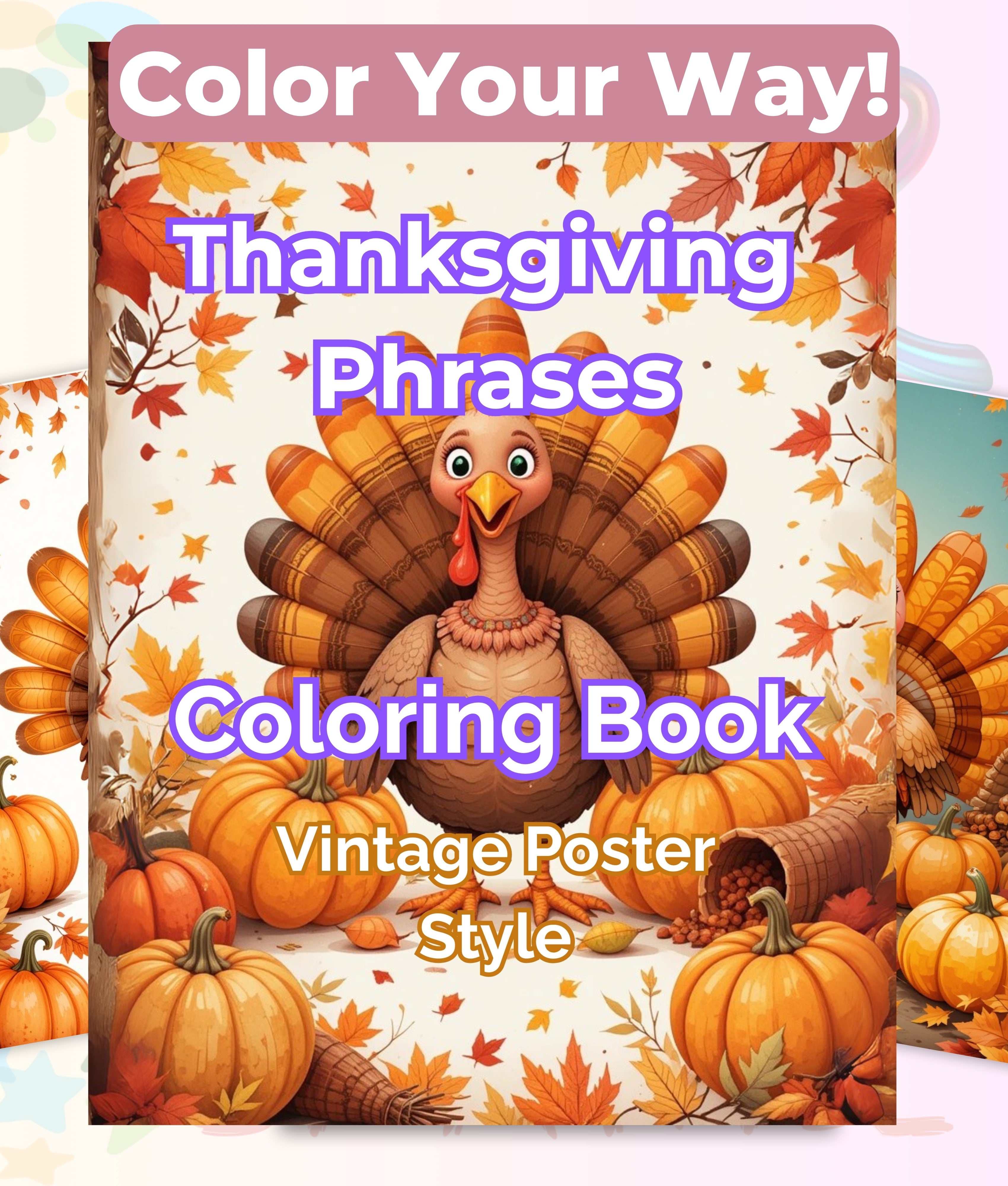 Thanksgiving Vintage Texts Coloring Books Bundle
