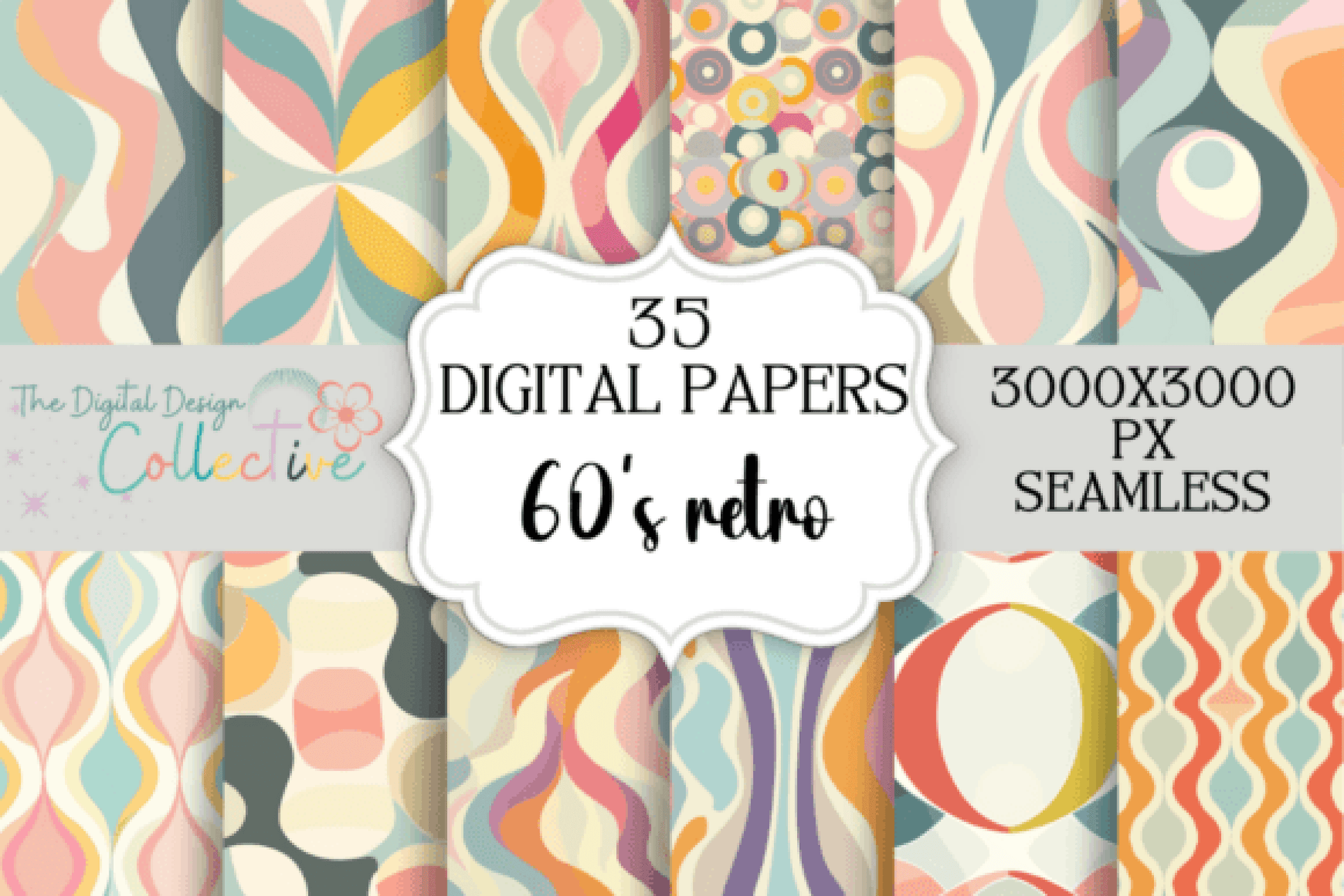 60s Boho Retro Seamless Digital Paper - CraftNest - Digital Crafting and Art