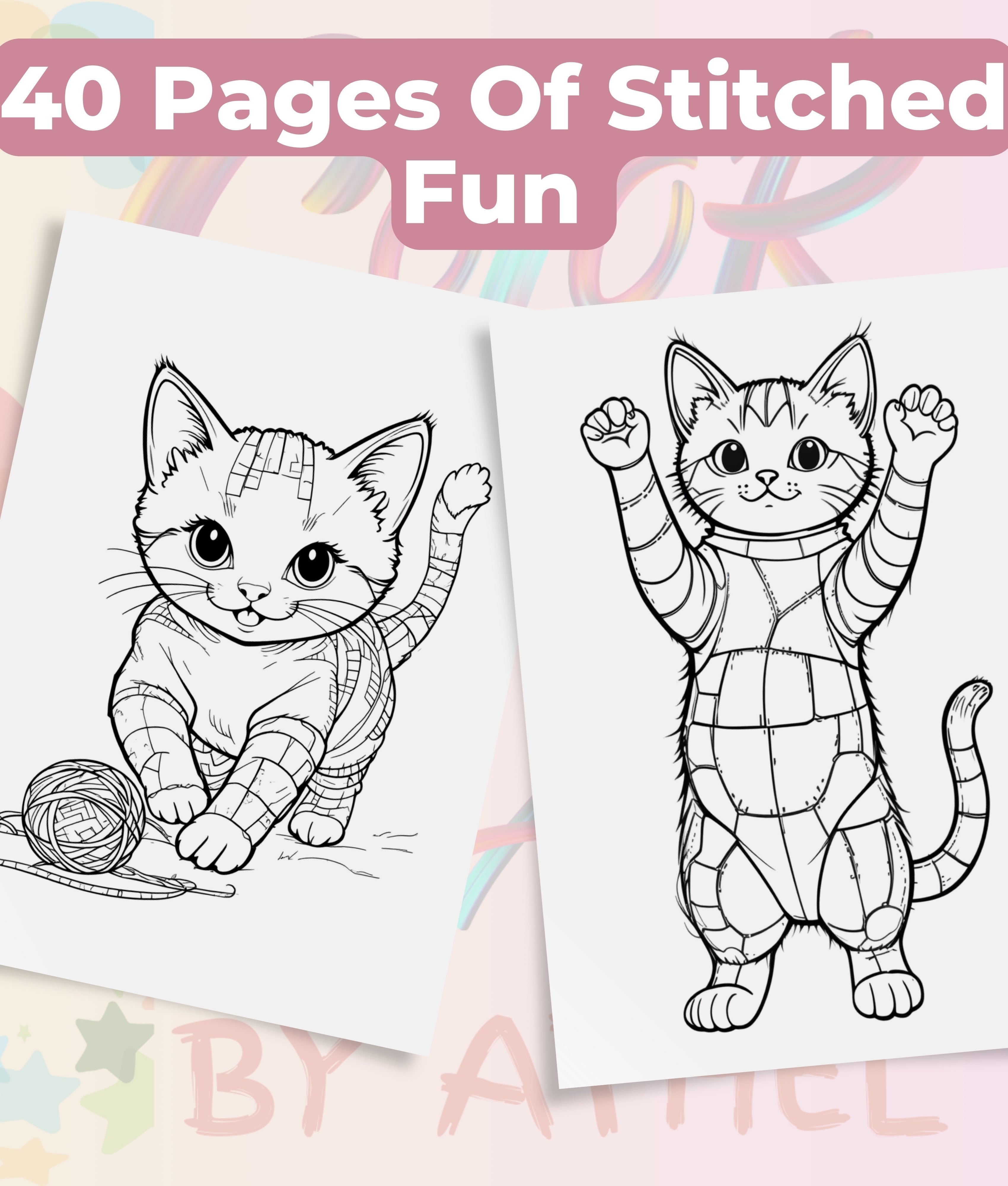 PatchworkStitched Cats Coloring Book Series Vol 6