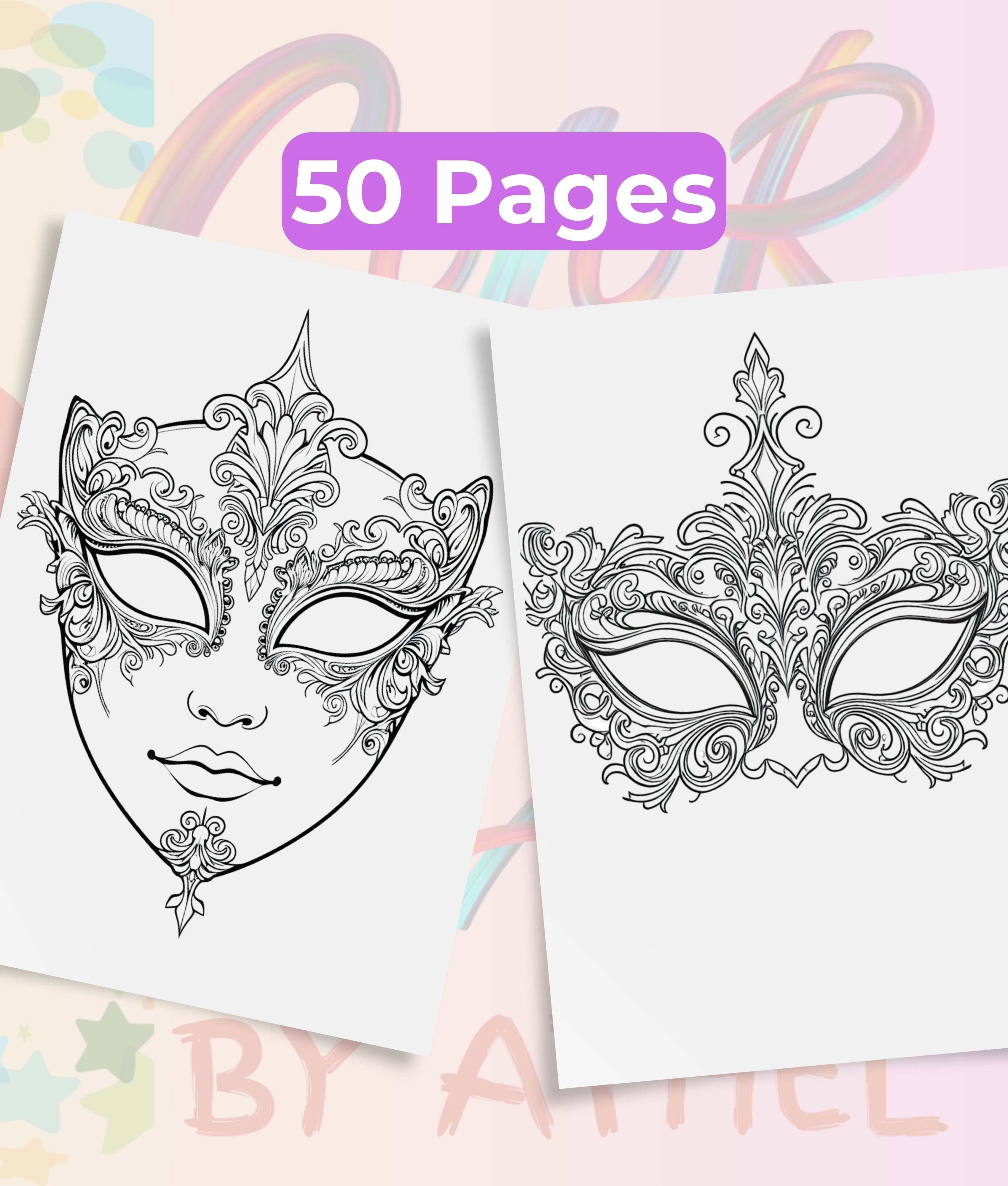 Mardi Gras Mask Coloring Book Bundle