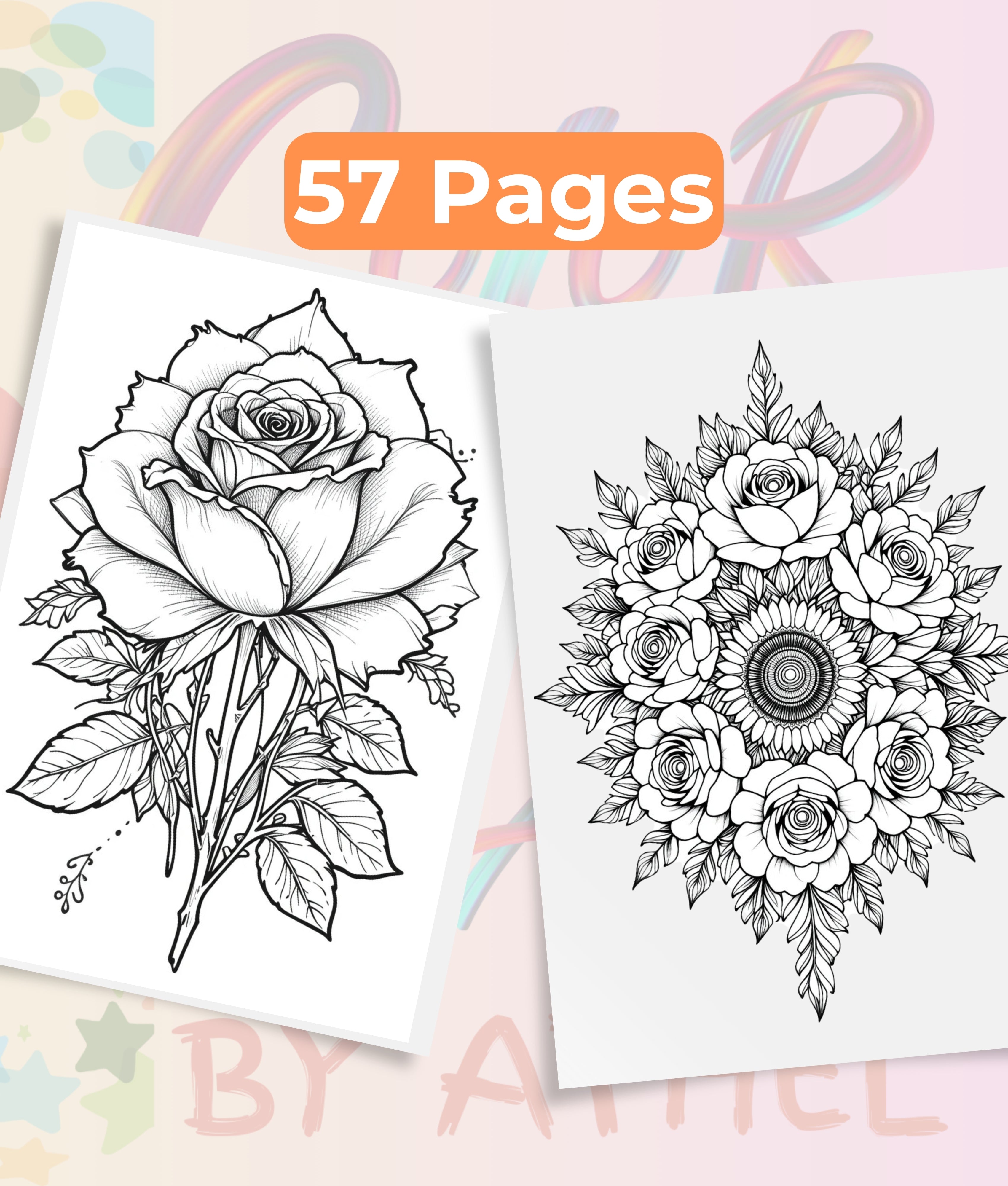 Rose Mandala Coloring Book Bundle