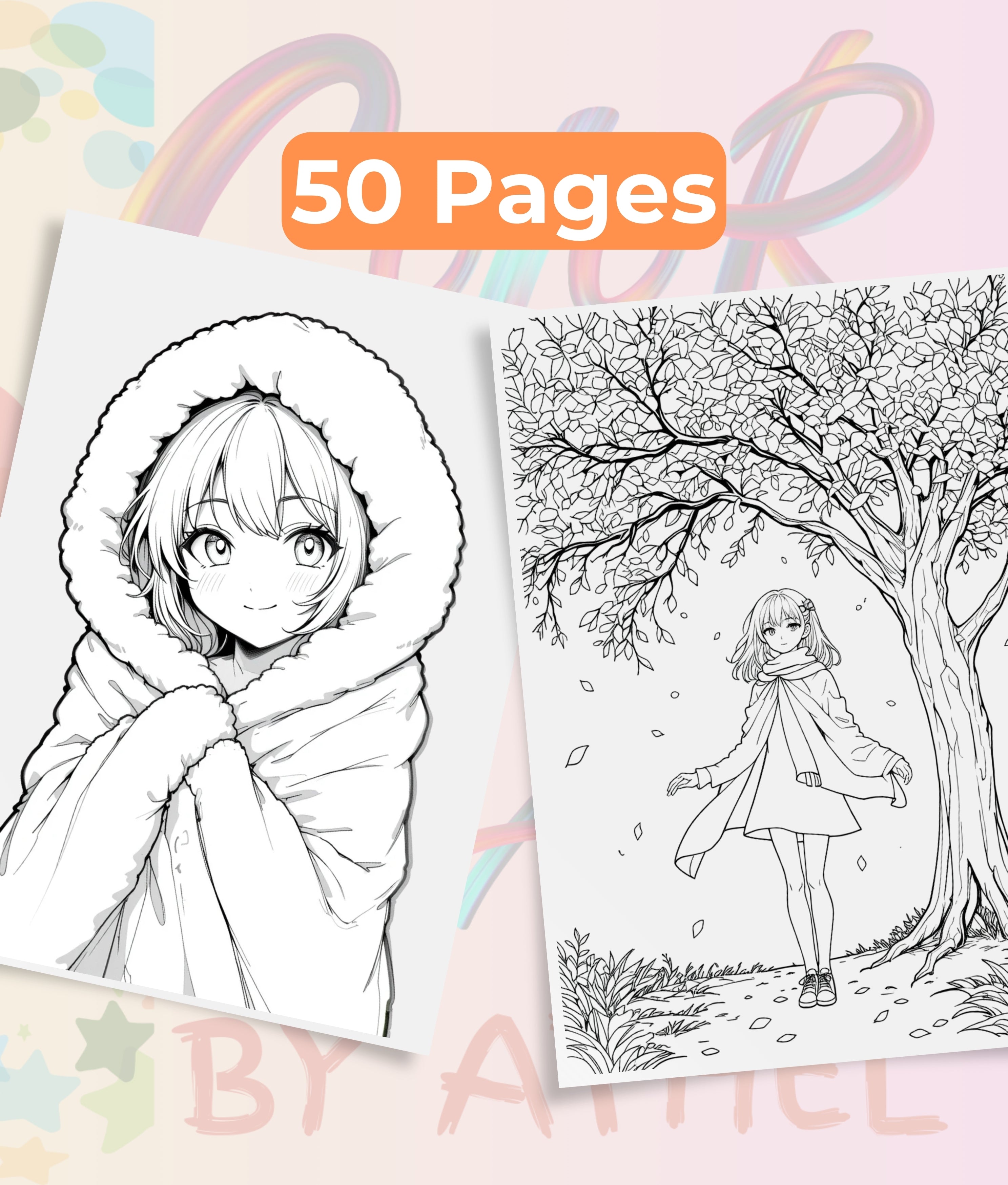Cozy Autumn Anime Girls Coloring Book Bundle
