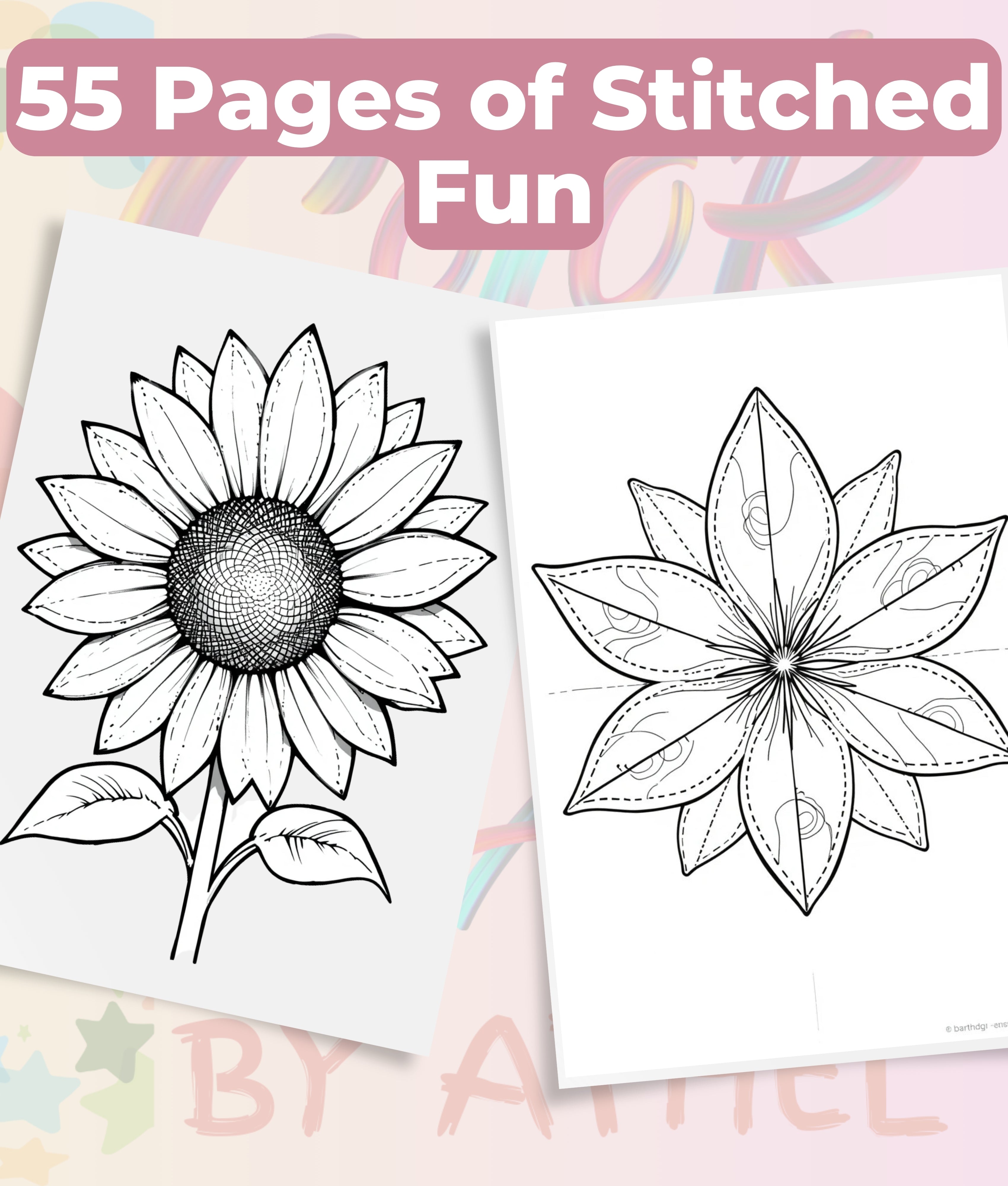 PatchworkStitched Vol 4 Flowers Coloring Books Bundle