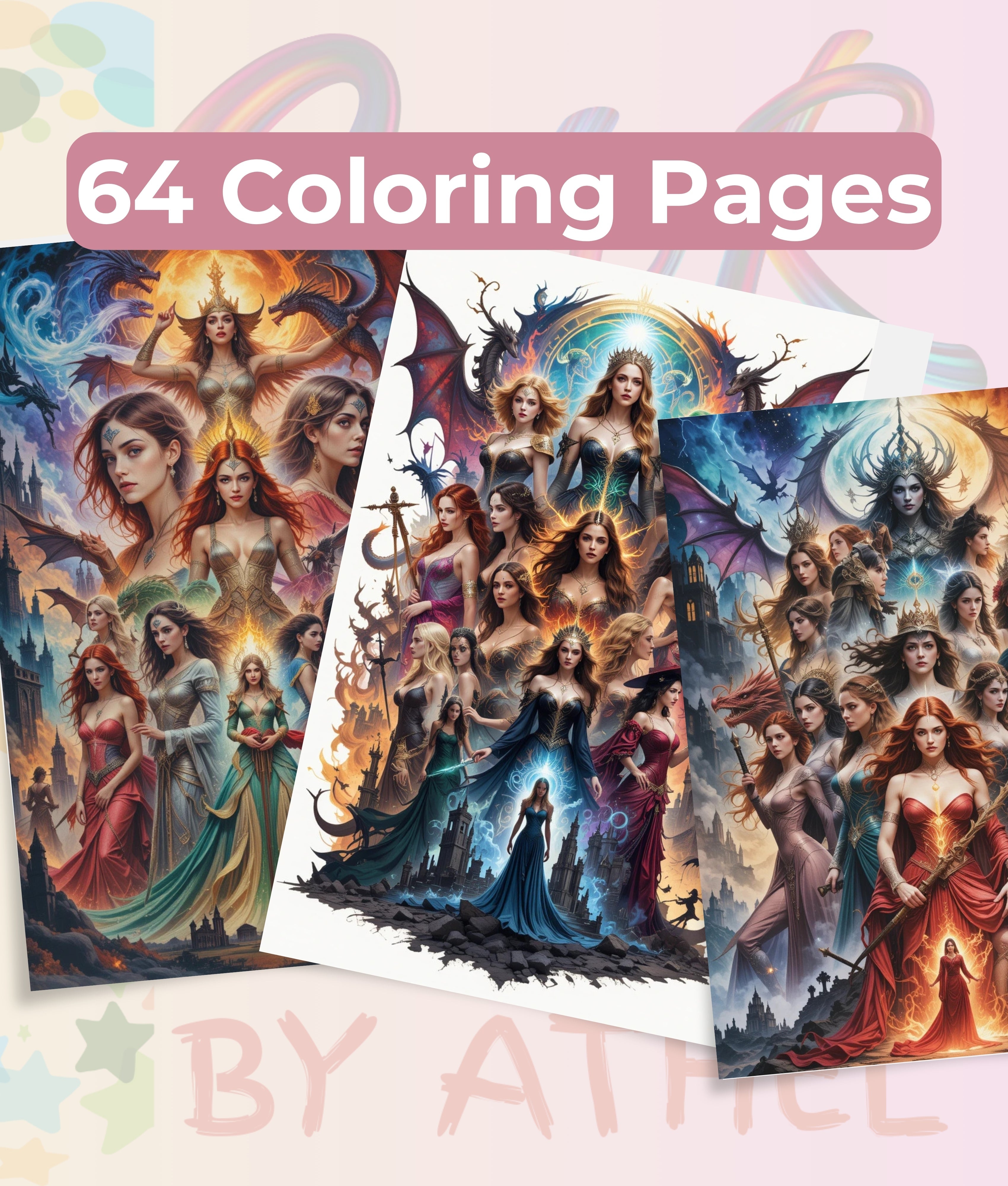 Fierce Fantasy Women Coloring Books Bundle