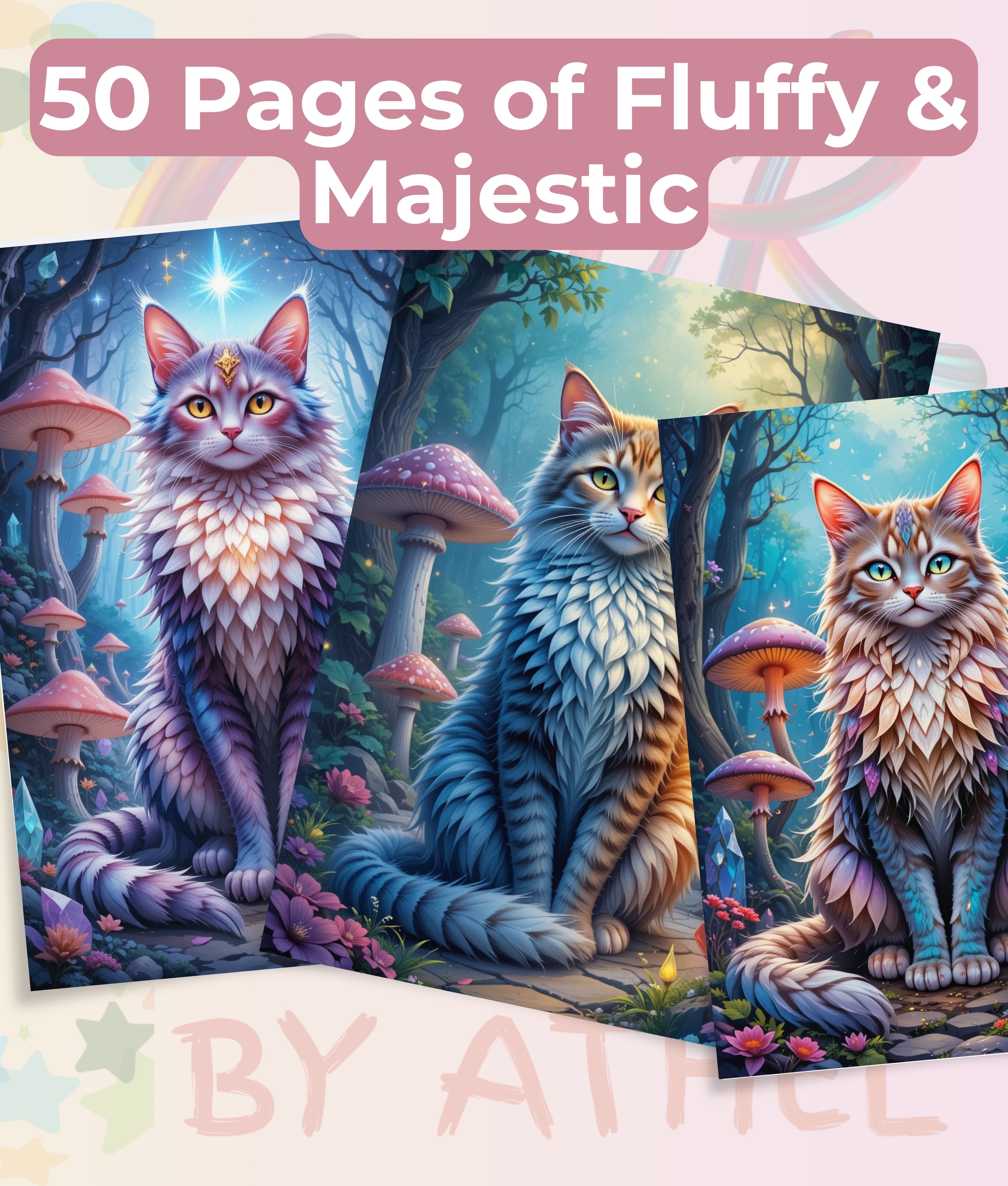 Majestic Enchanted Cats Coloring Book Bundle