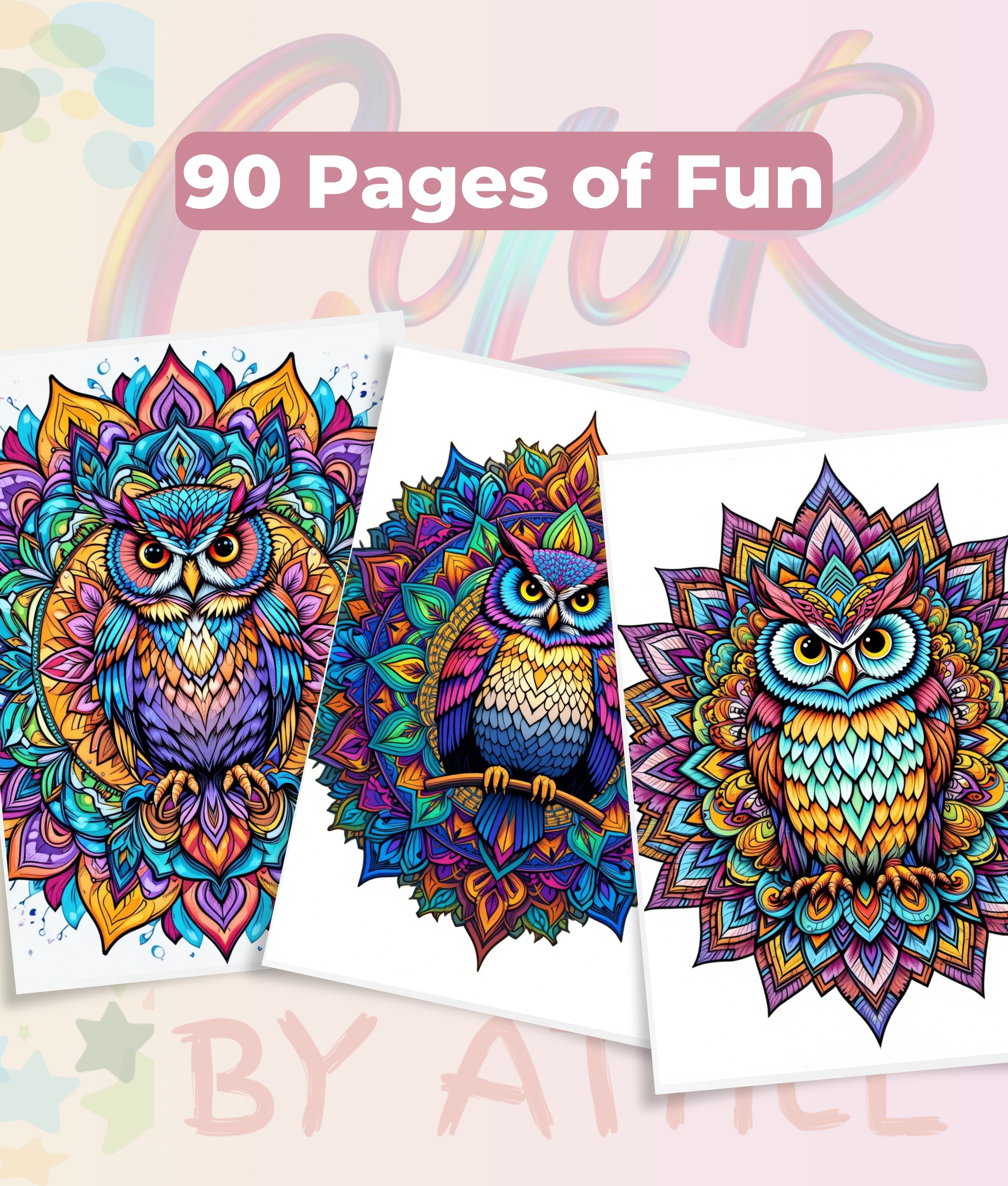 Owl Mandala Coloring Book Bundle