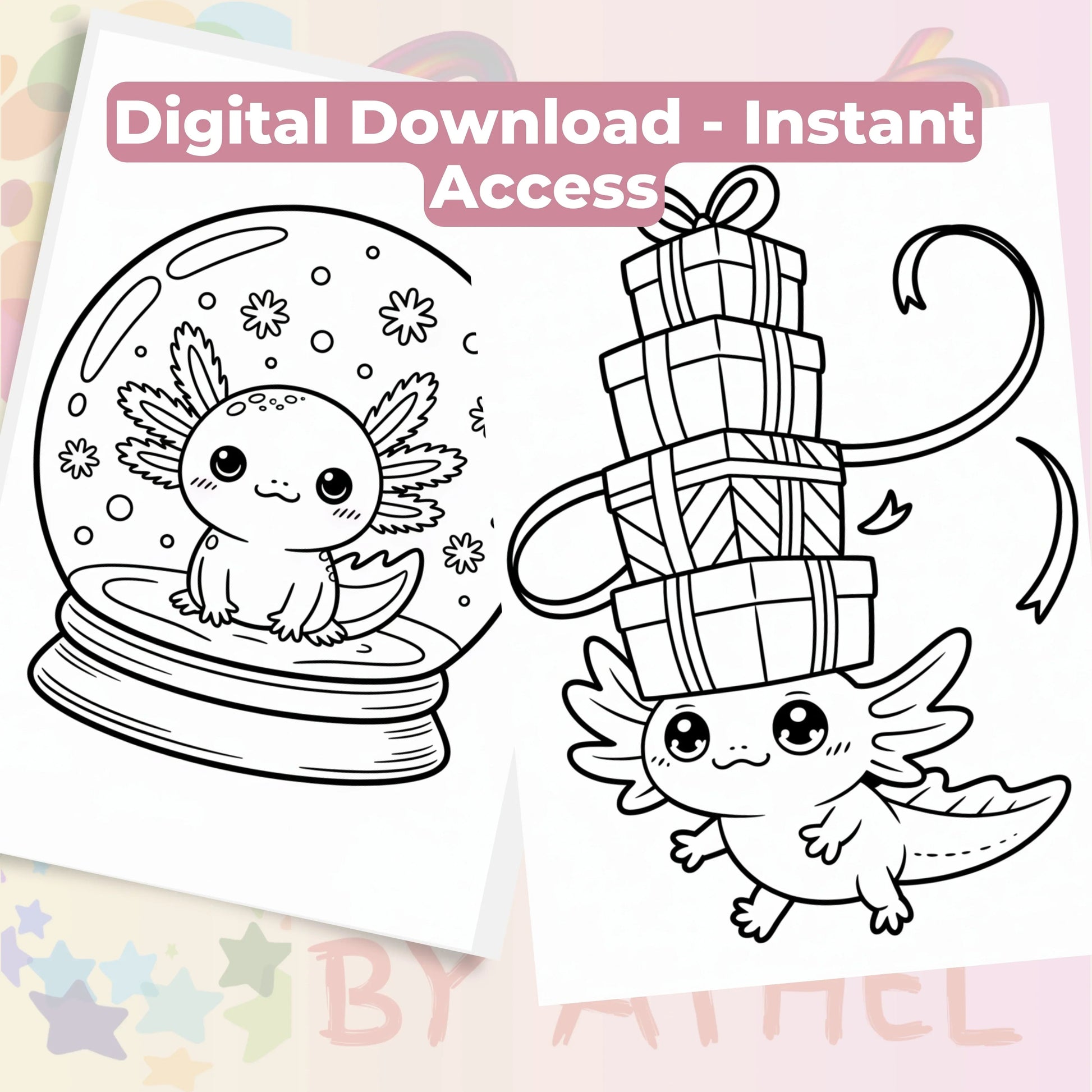 Axolotl Christmas Coloring Book Bundle - CraftNest - Digital Crafting and Art
