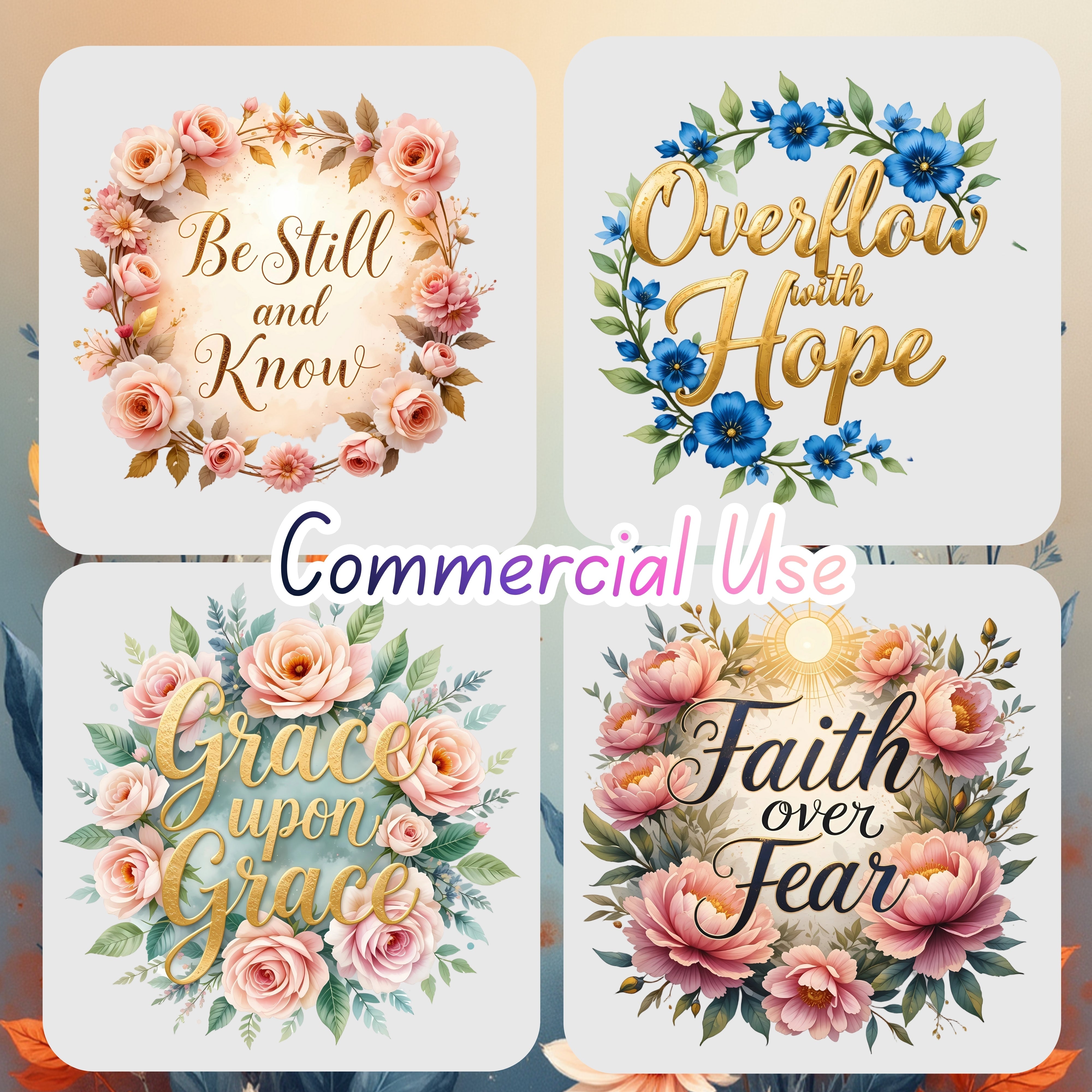 Floral Faith Clipart Bundle