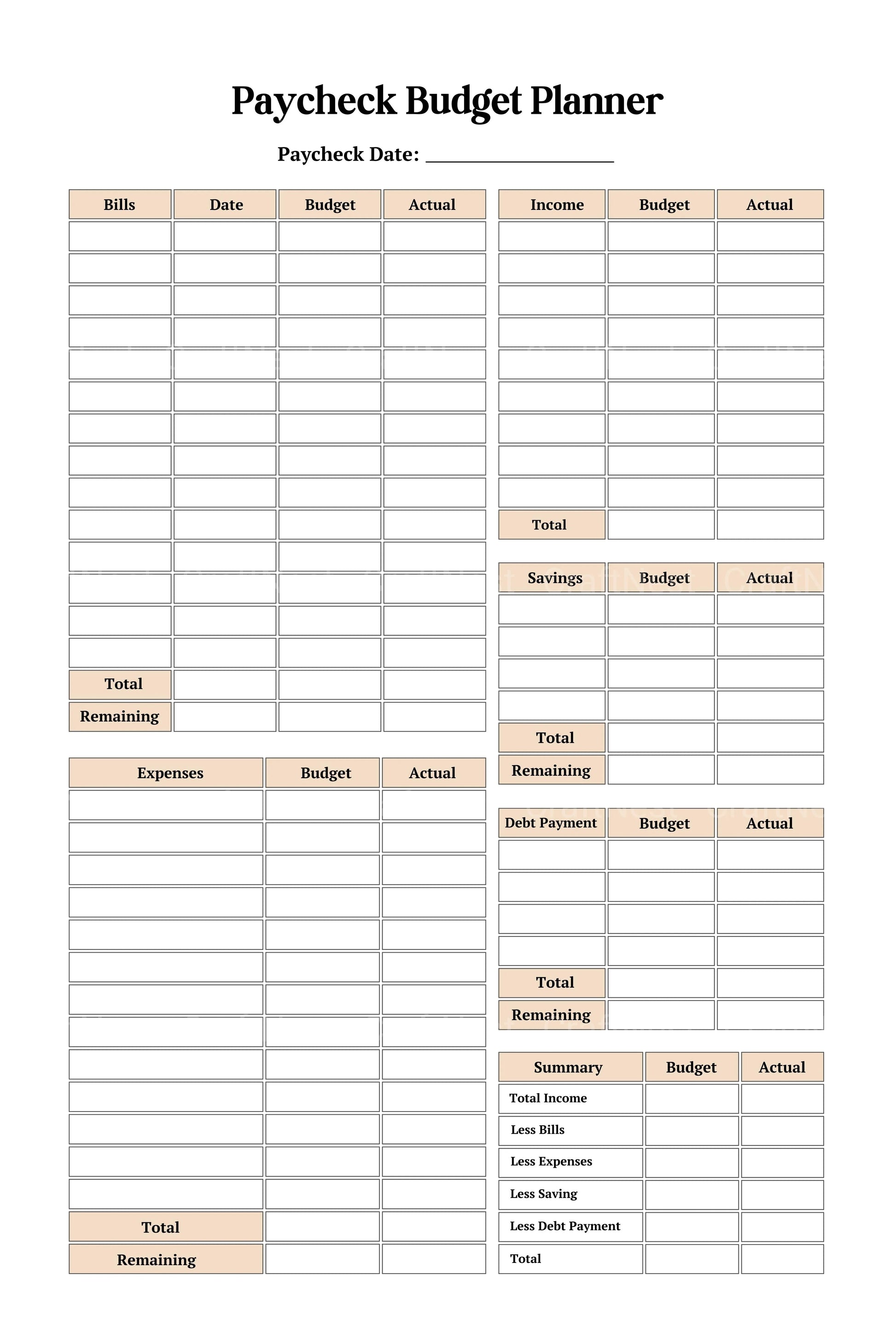 Paycheck Budget Planner for Effective Financial Management - CraftNest - Digital Crafting and Art