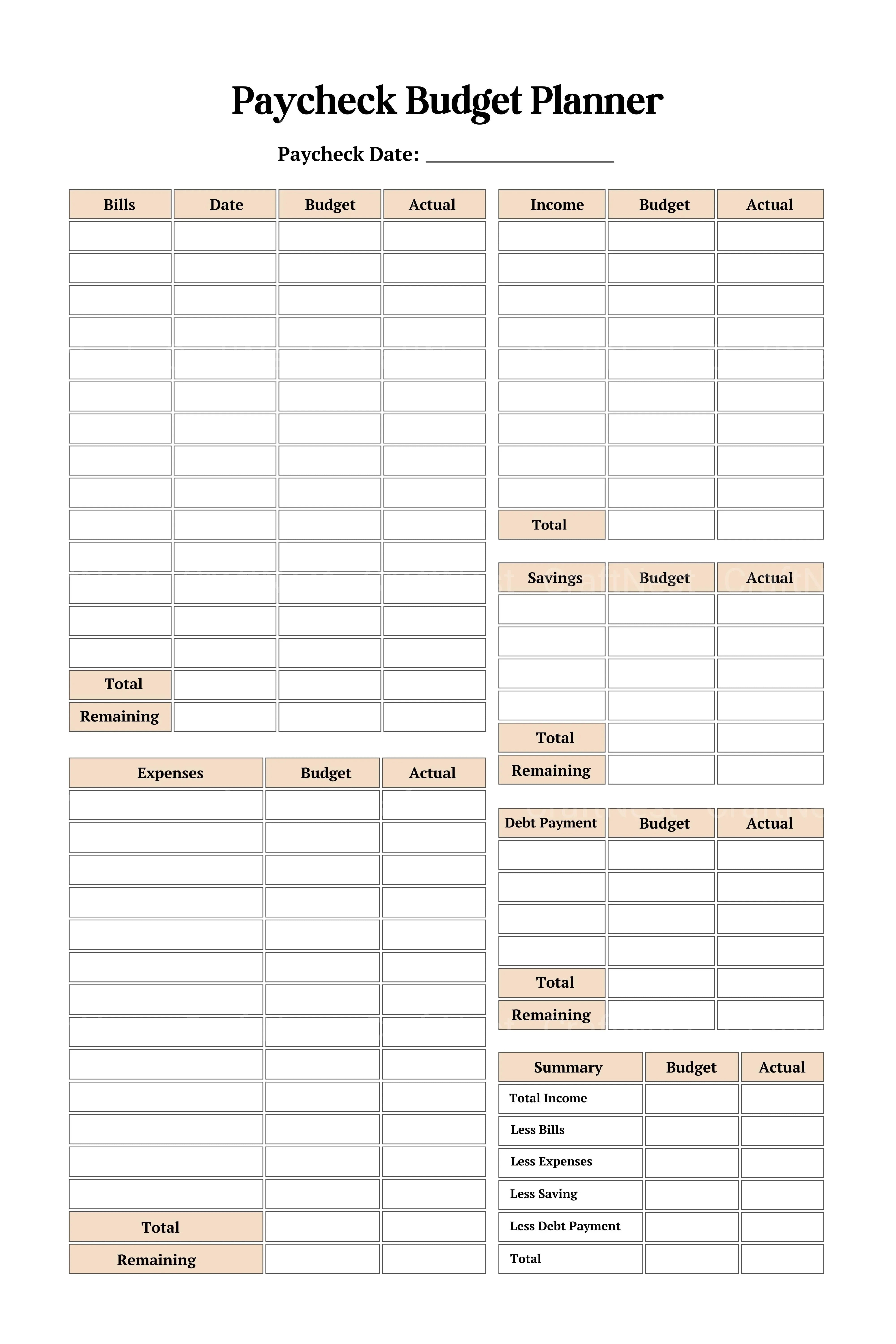 Paycheck Budget Planner for Effective Financial Management - CraftNest - Digital Crafting and Art