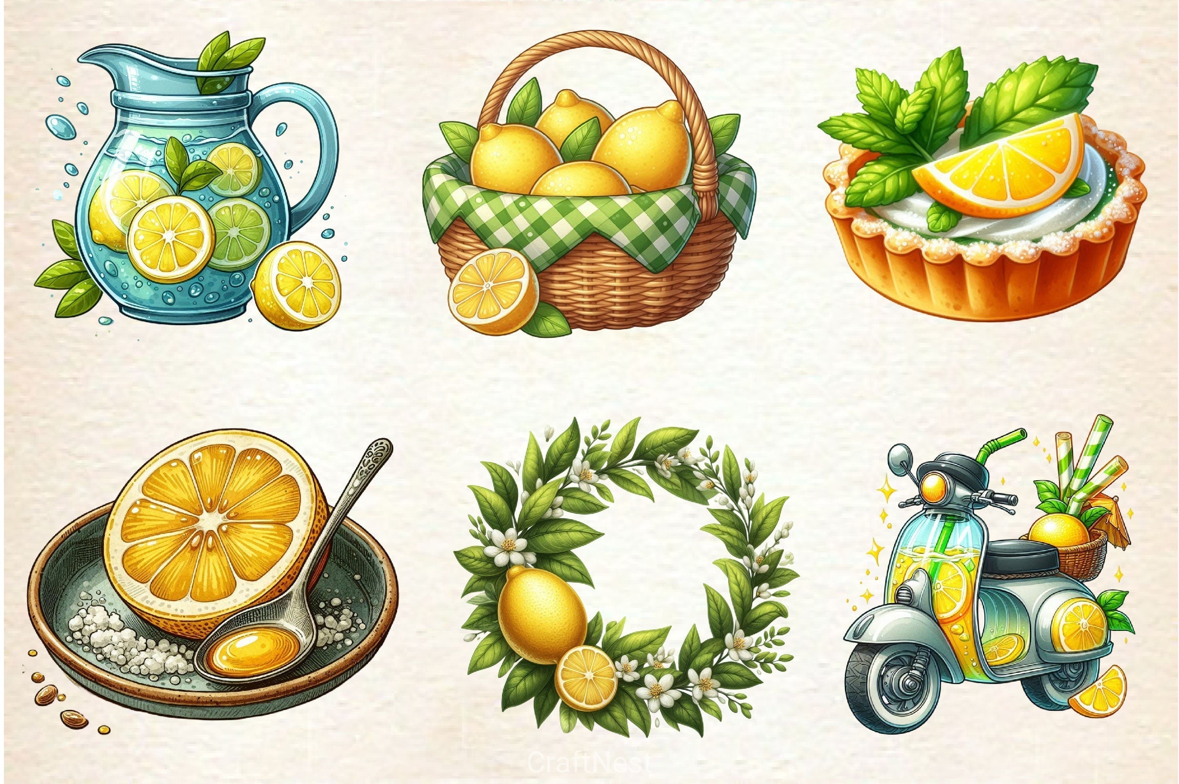Summer Lemon Clipart Bundle