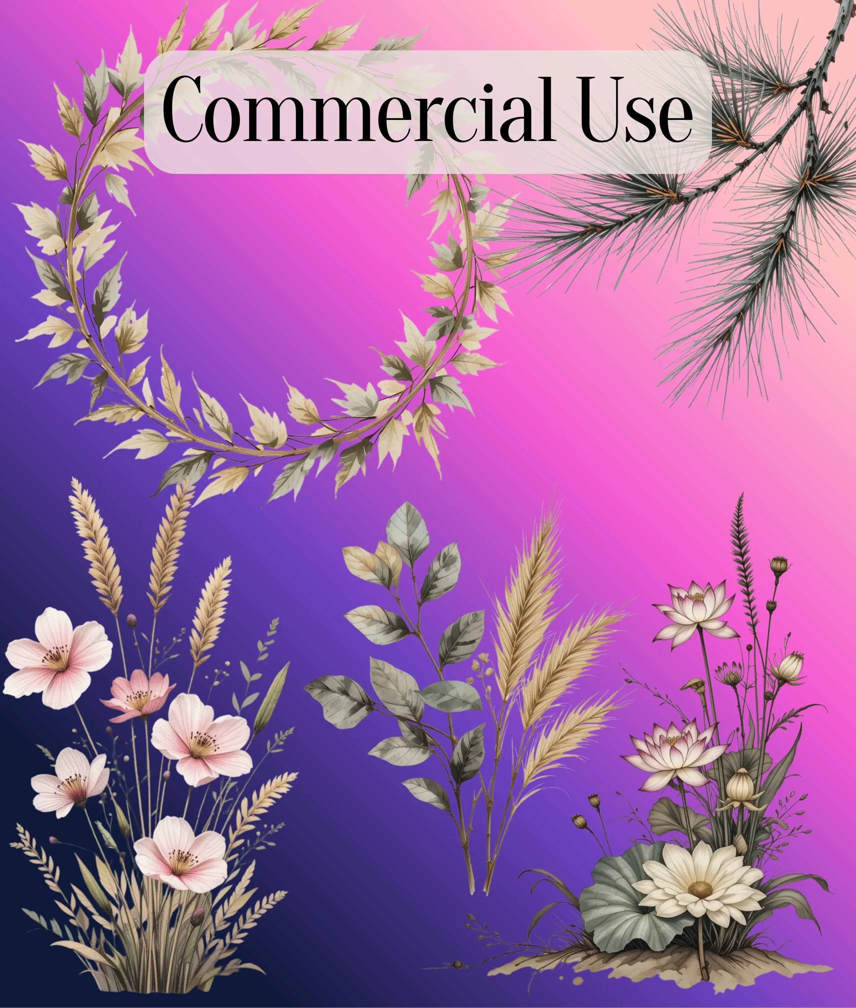 Japandi Botanical Clipart Bundle - CraftNest - Digital Crafting and Art