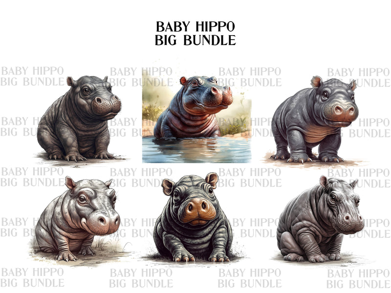Baby Hippo Clipart - CraftNest