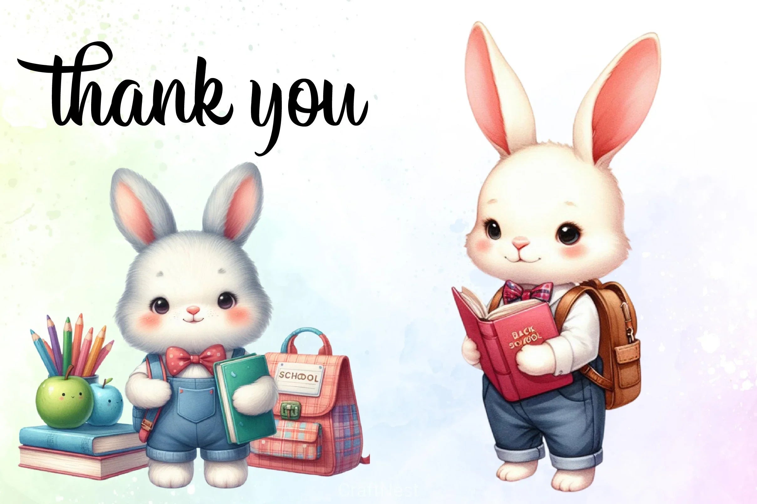 Student Bunny Clipart Bundle - CraftNest - Digital Crafting and Art