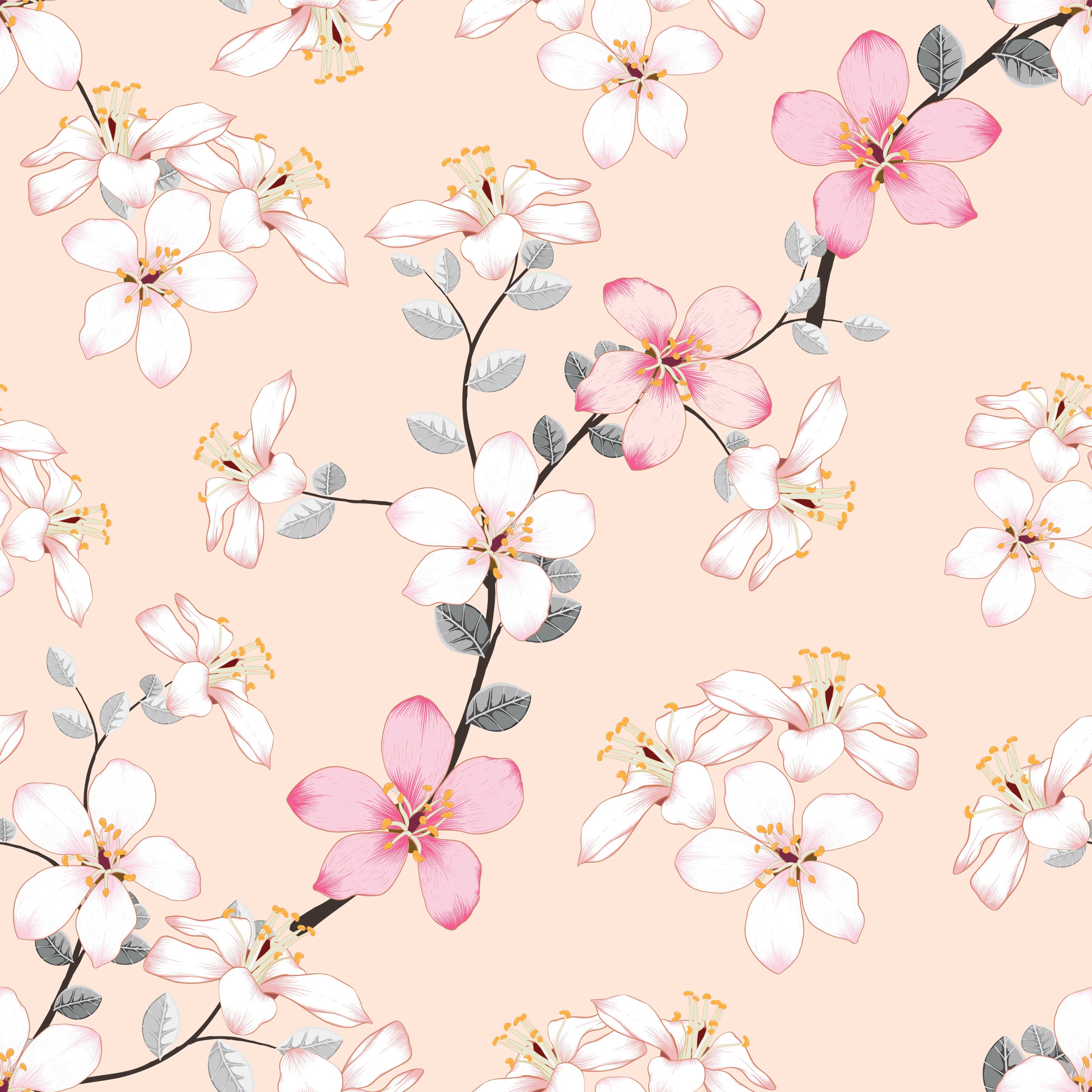 Ink Flowers Seamless Digital Paper - CraftNest - Digital Crafting and Art
