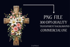 Floral Cross Clipart Bundle 2 - CraftNest - Digital Crafting and Art