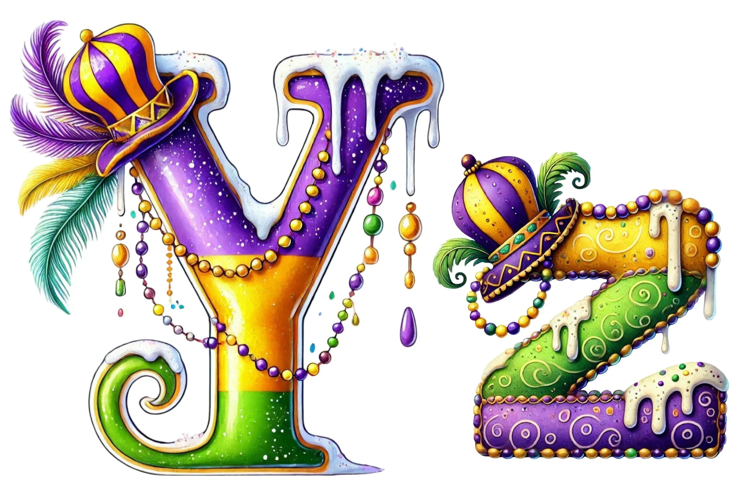Mardi Gras Alphabet Clipart Bundle - CraftNest - Digital Crafting and Art