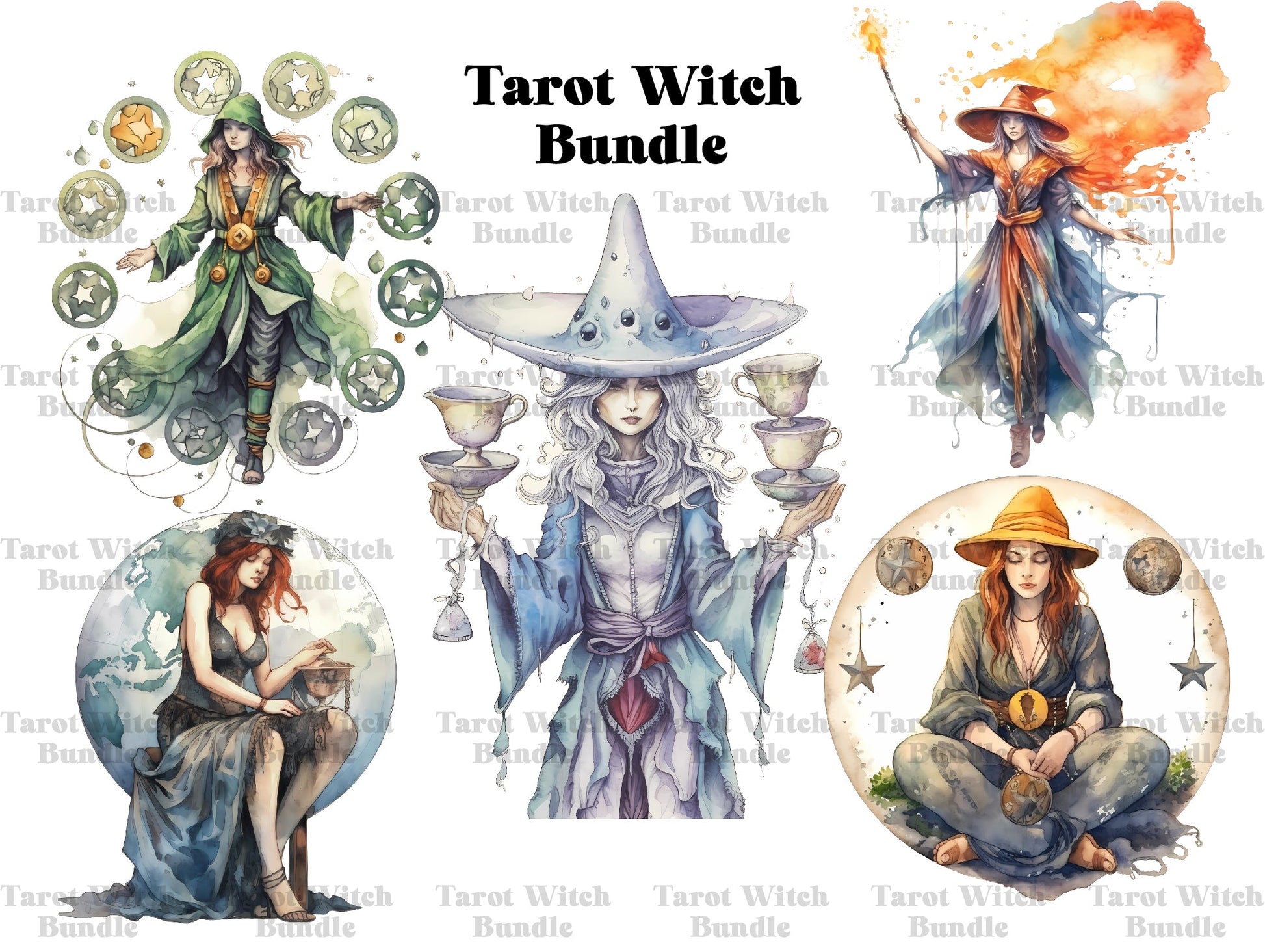 Tarot Witches Clipart - CraftNest