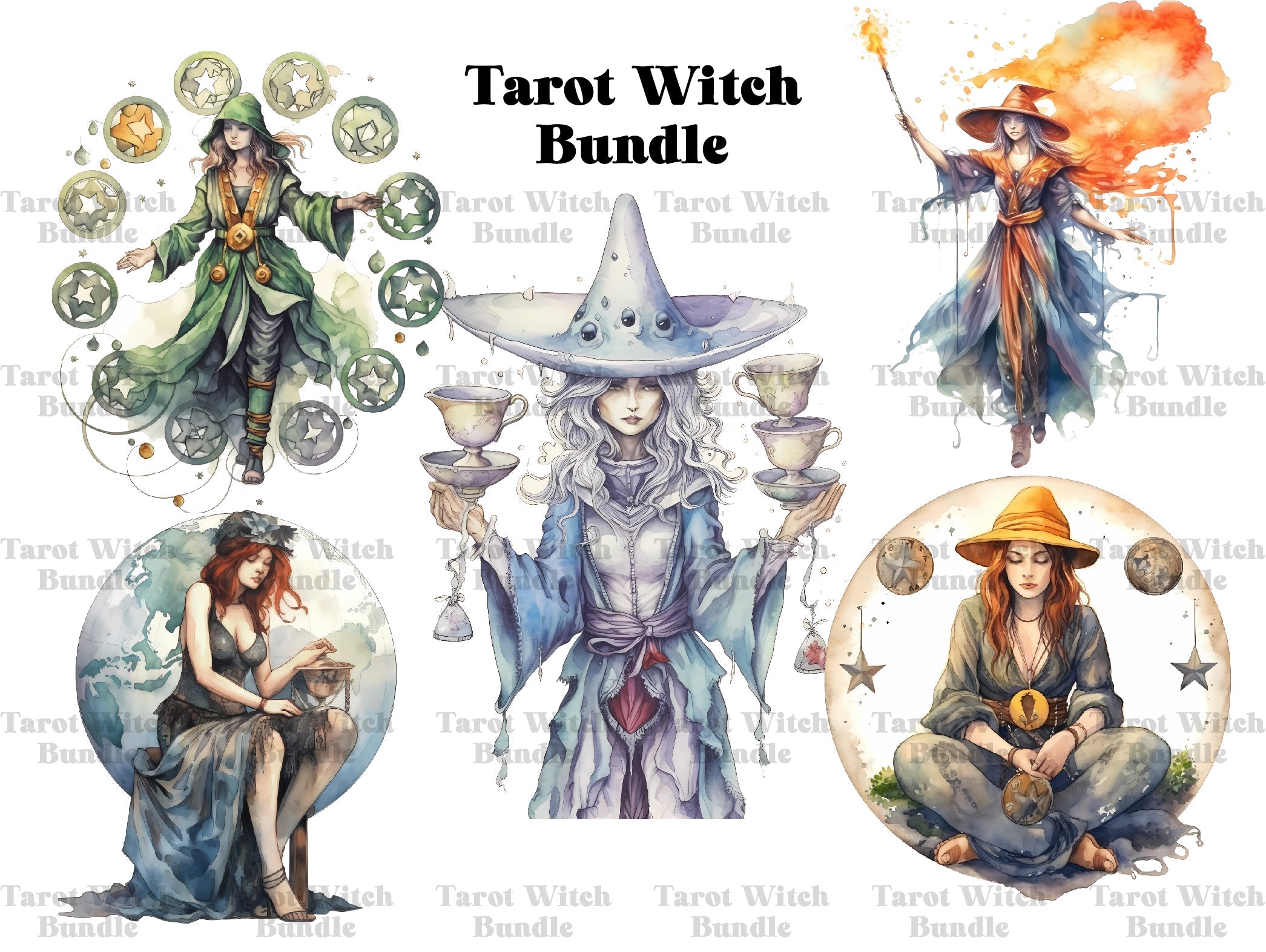 Tarot Witches Clipart - CraftNest