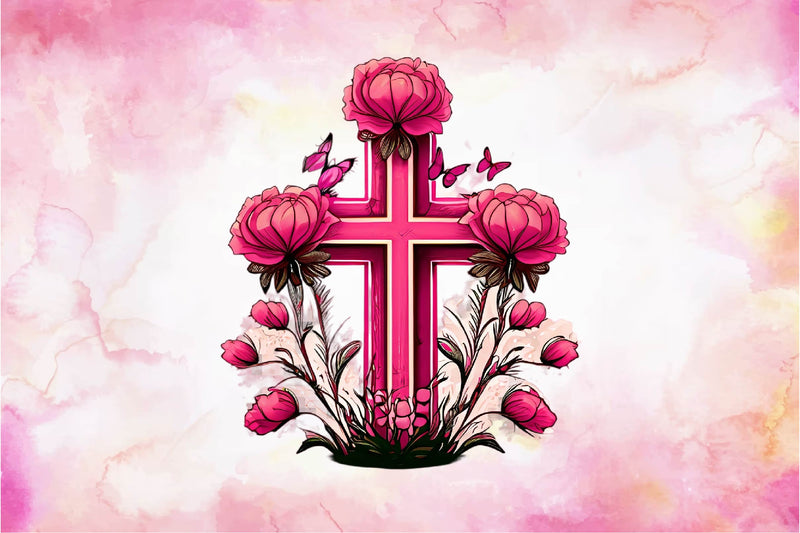 Pink Cross Flower Butterfly Clipart Bundle - CraftNest - Digital Crafting and Art