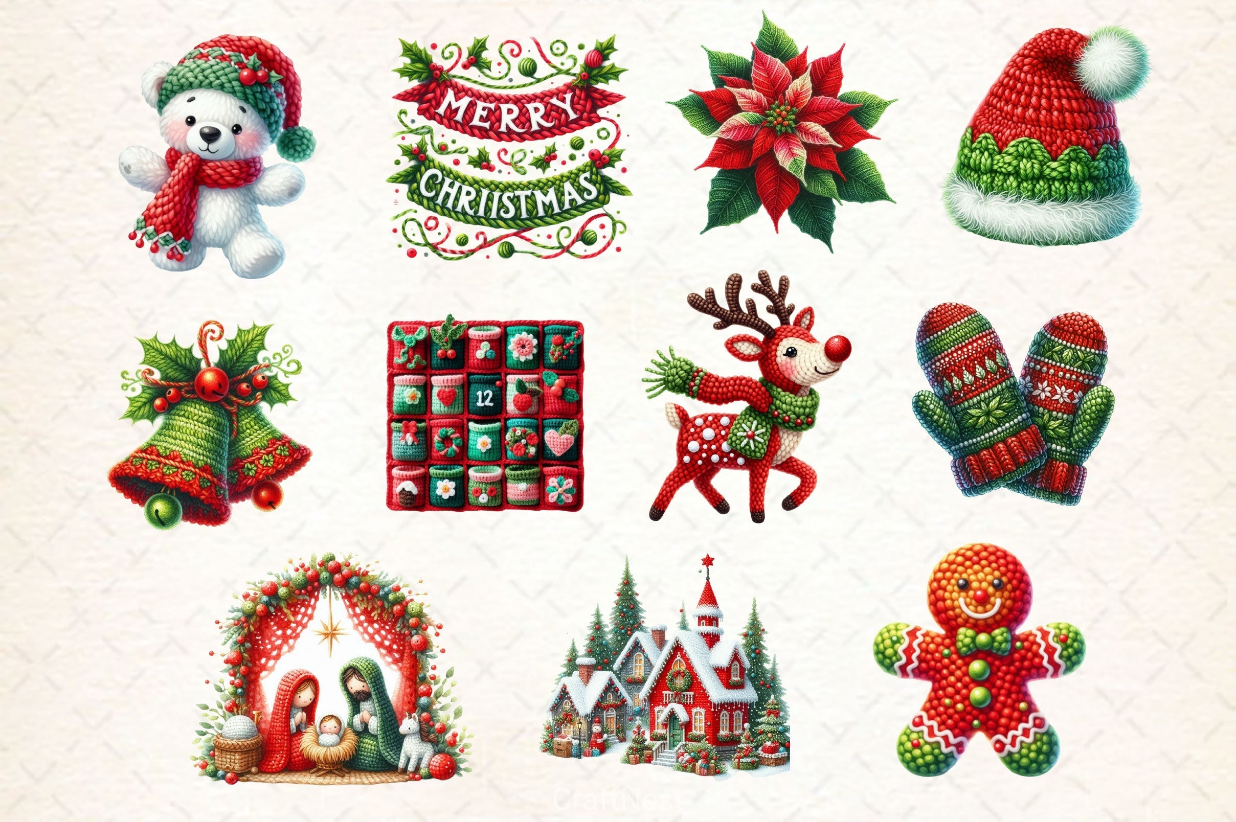 Crochet Christmas Clipart Bundle 3