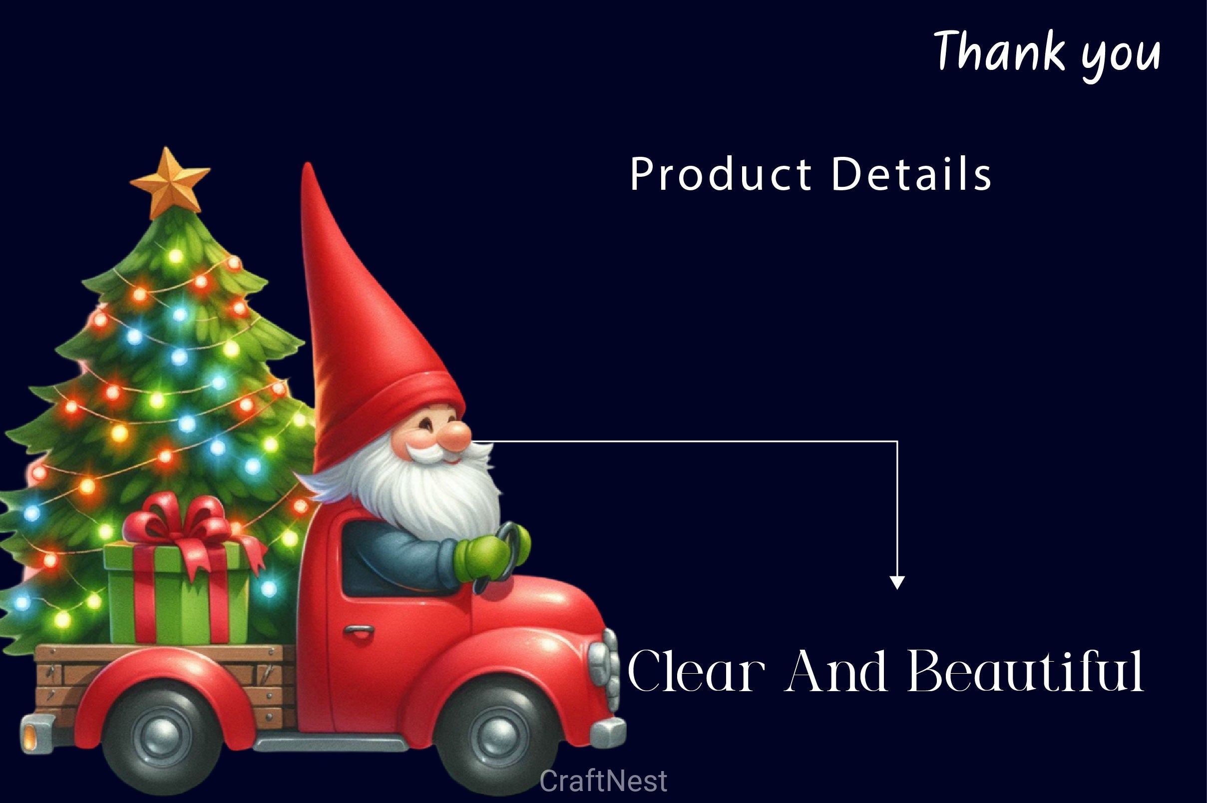 Merry Christmas Truck Gnomes Clipart Bundle