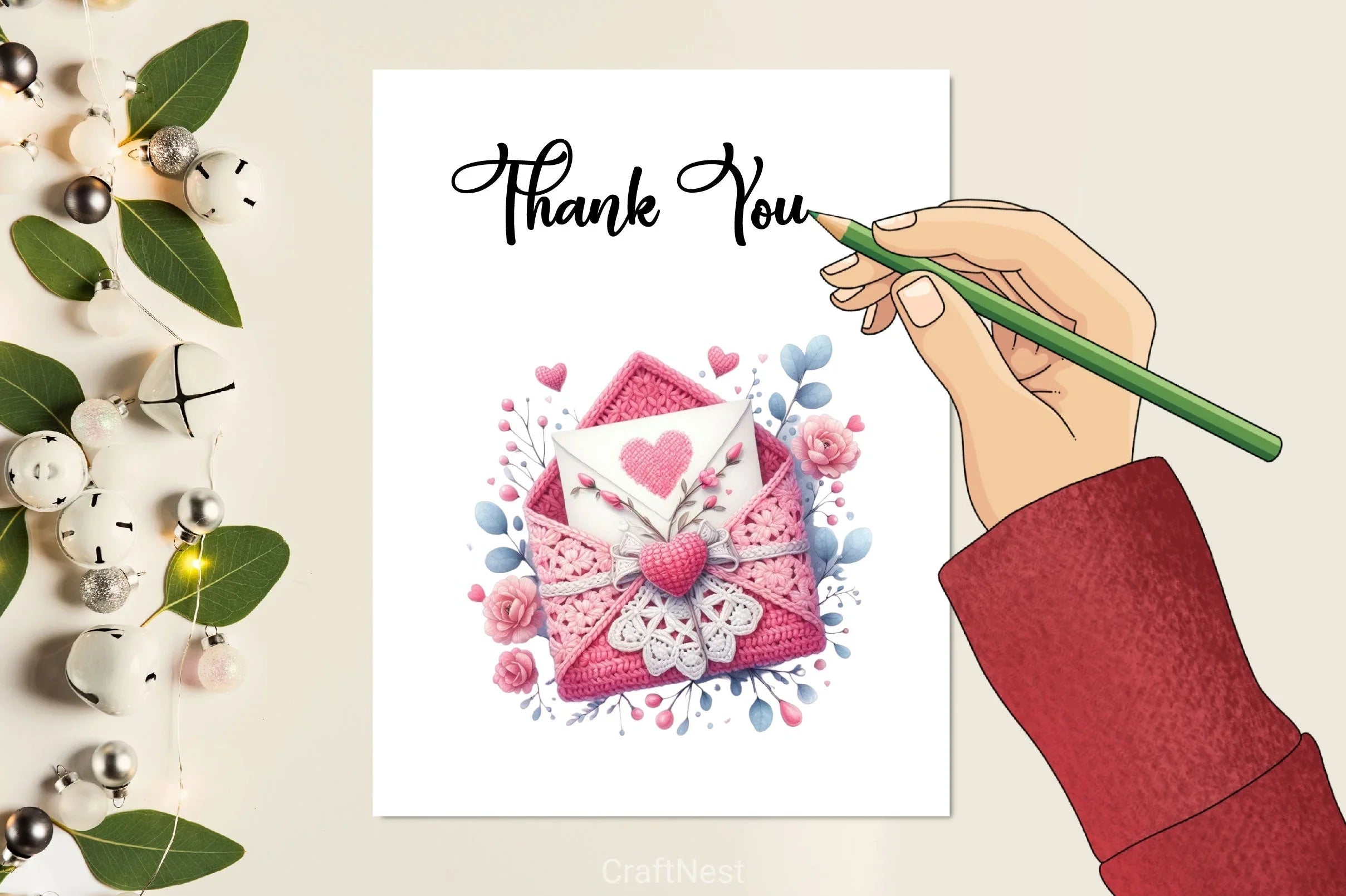 Pink Valentine Crochet Envelopes Clipart Bundle - CraftNest - Digital Crafting and Art