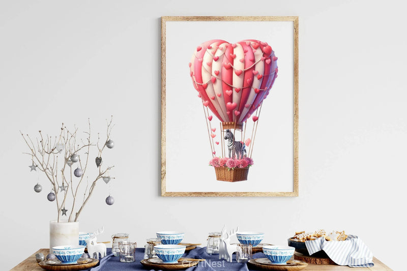 Valentine's Hot Air Balloon Animals Clipart Bundle - CraftNest - Digital Crafting and Art