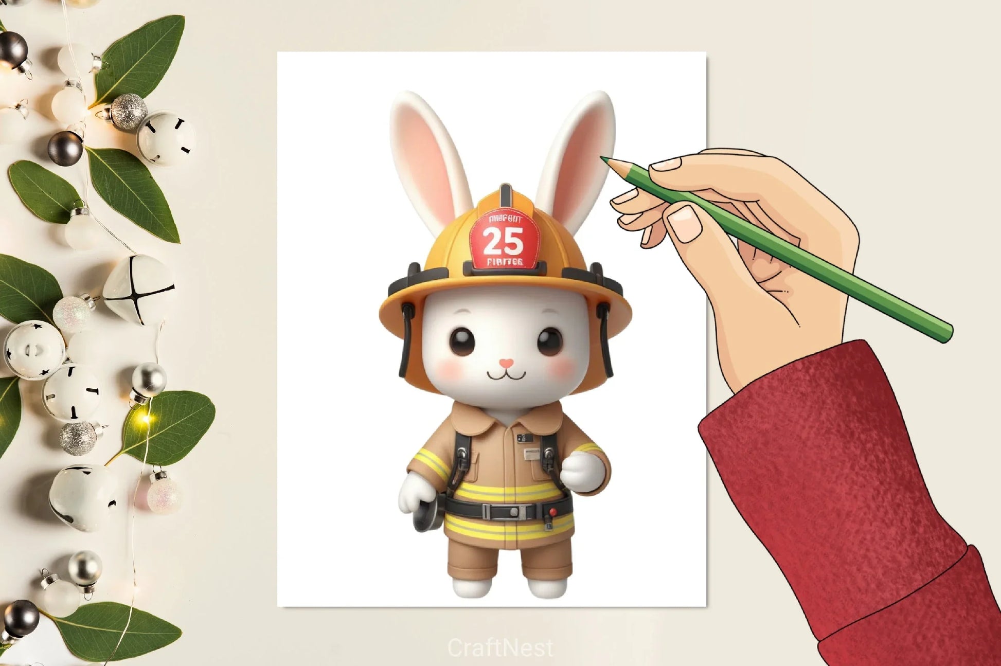 Bunny Firefighter Clipart Bundle - CraftNest - Digital Crafting and Art