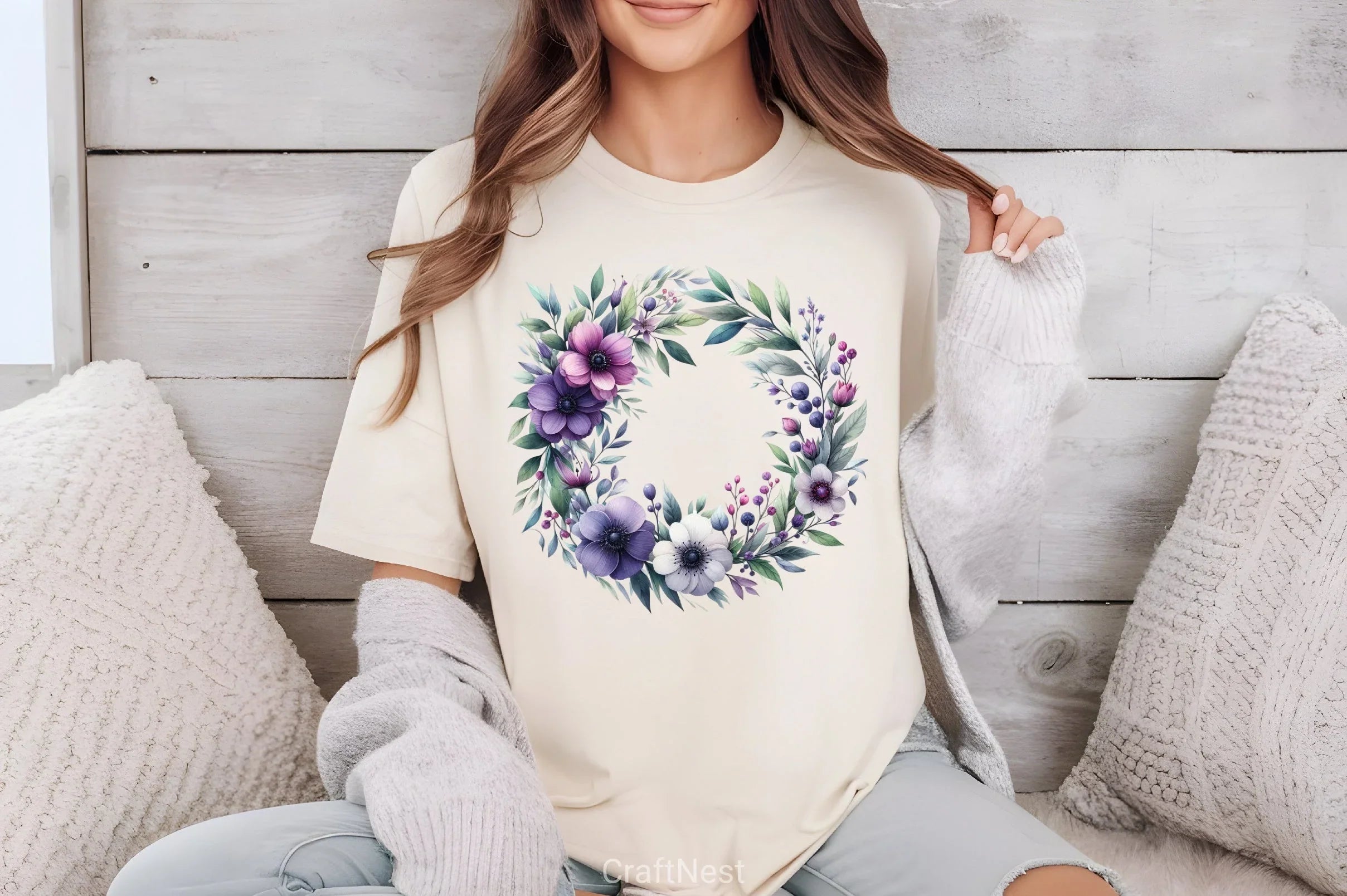 Purple Floral Wreath Clipart Bundle - CraftNest - Digital Crafting and Art