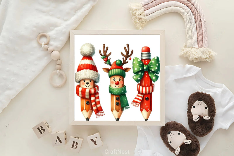 Christmas Winter Pencils Clipart Bundle - CraftNest - Digital Crafting and Art