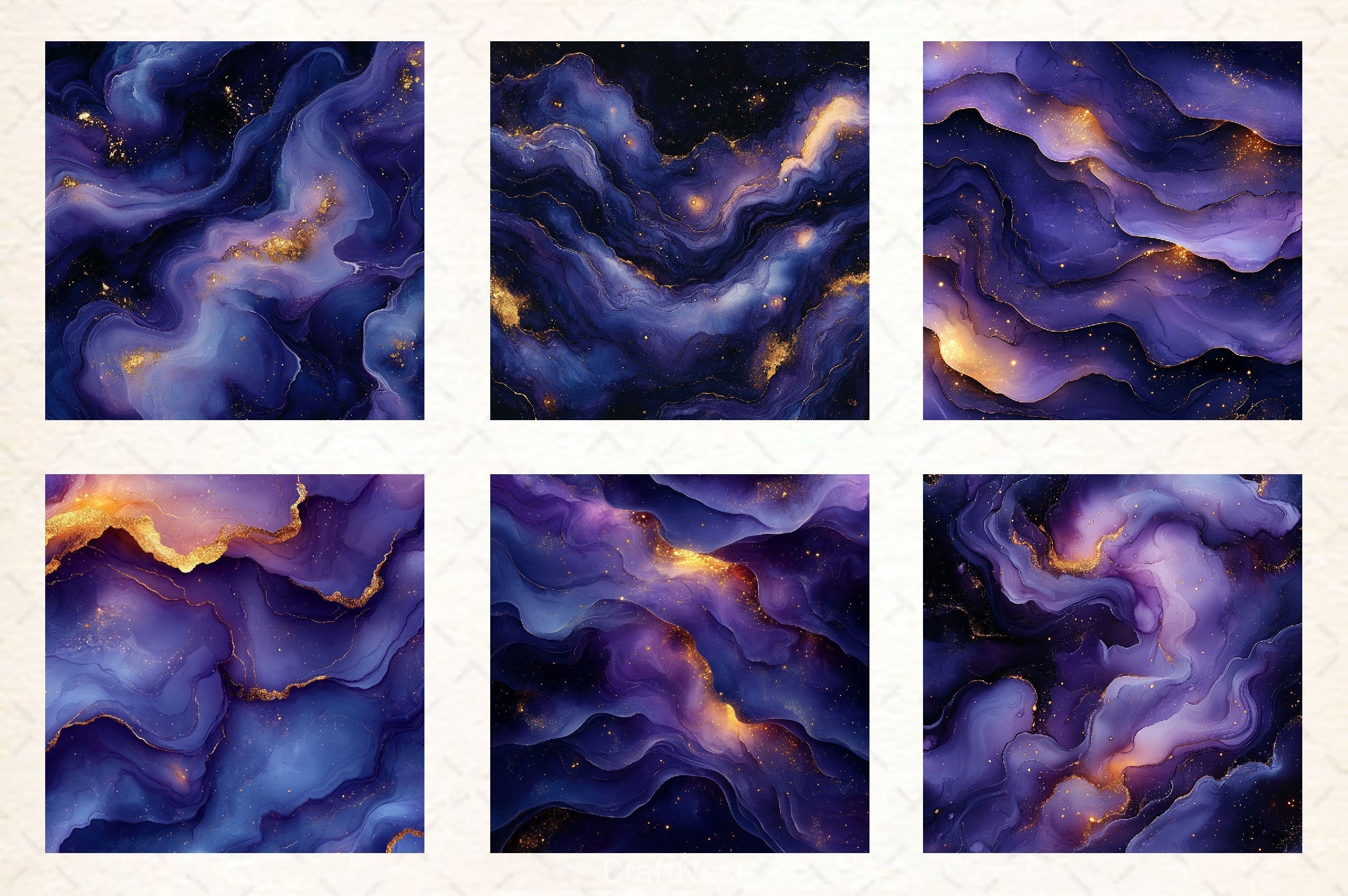 Purple And Gold Glitter Ink Textures