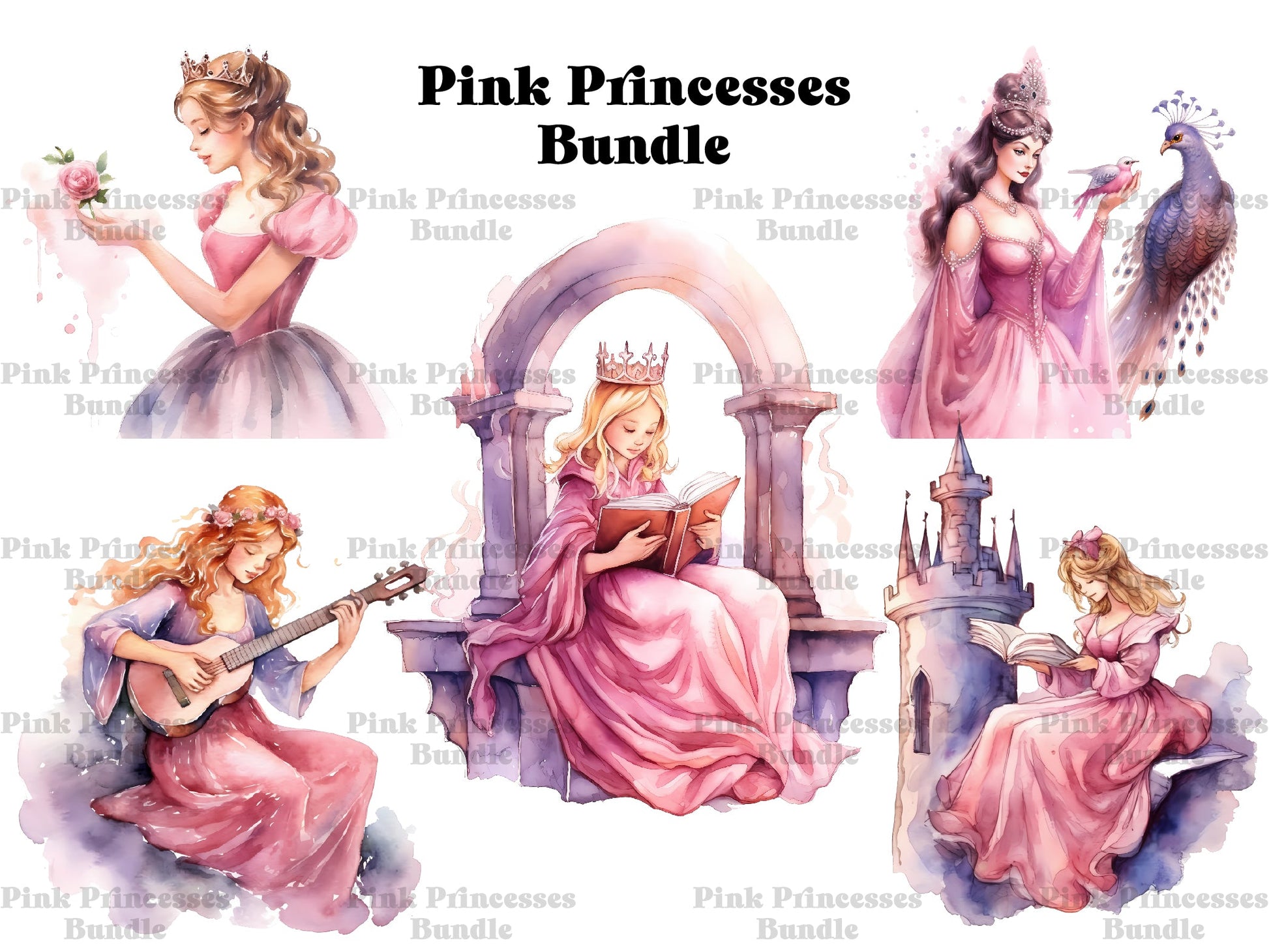 Pink Princesses Clipart - CraftNest