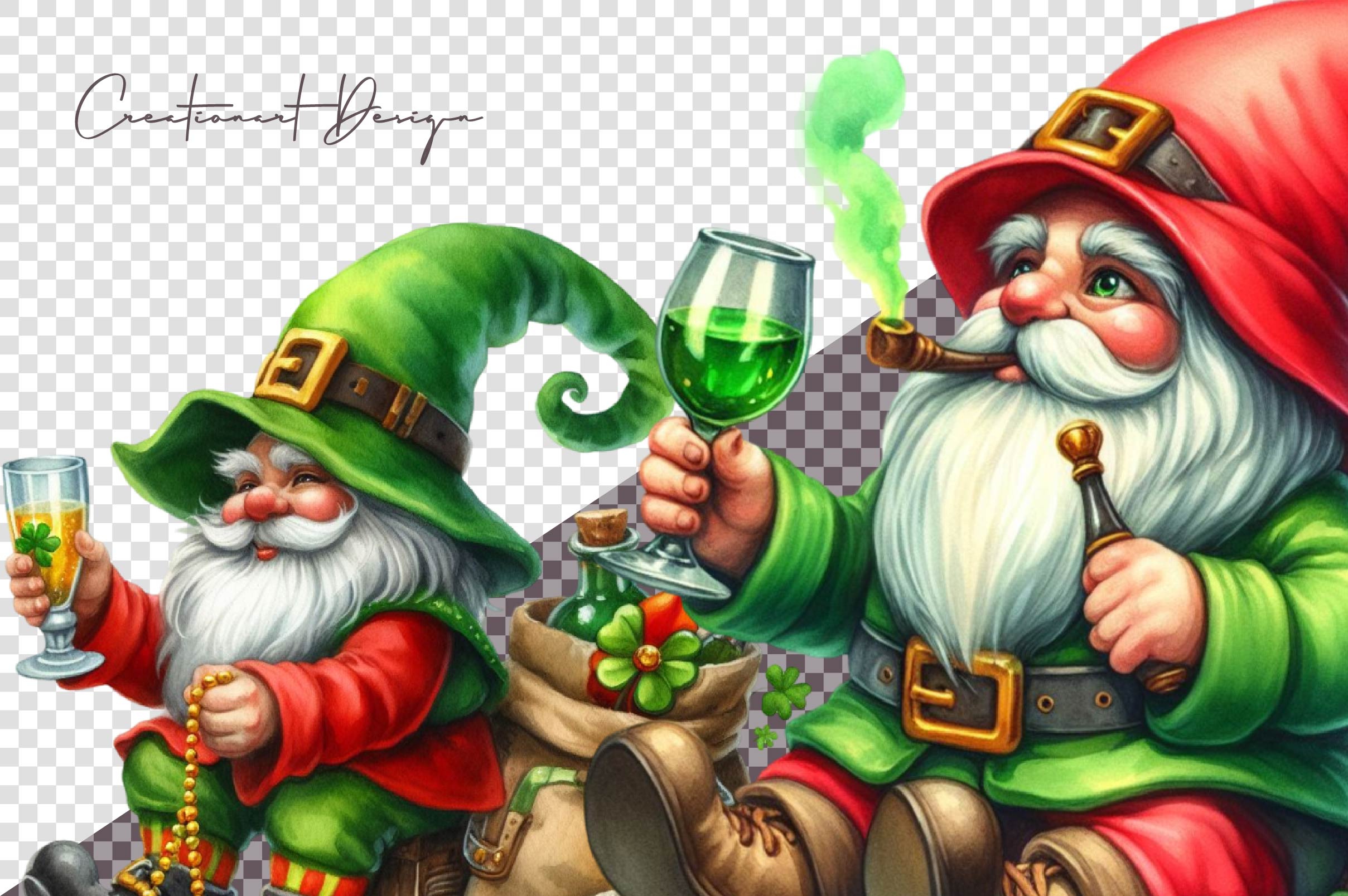 St Patrick's Gnomes Clipart Bundle - CraftNest - Digital Crafting and Art
