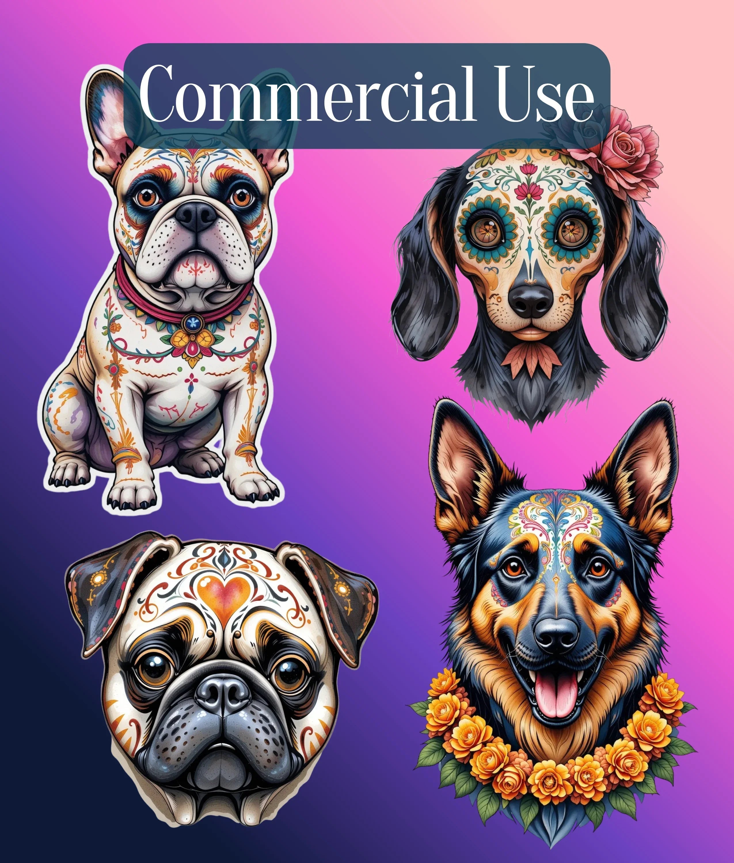 Dia de los Muertos Dogs Clipart Bundle - CraftNest - Digital Crafting and Art